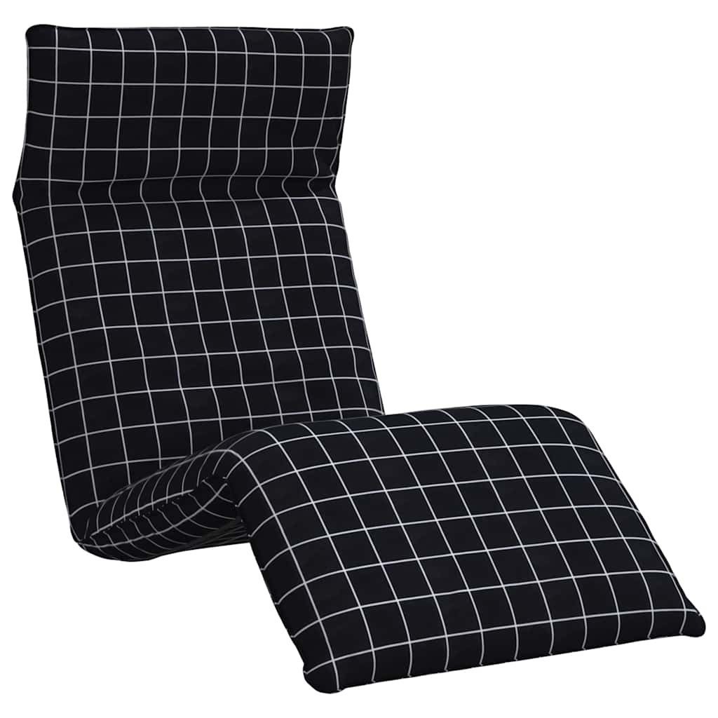 vidaXL Gartenliege Sonnenliege Klappbar Schwarz Karomuster 175x54x8,5 cm, 1 St.