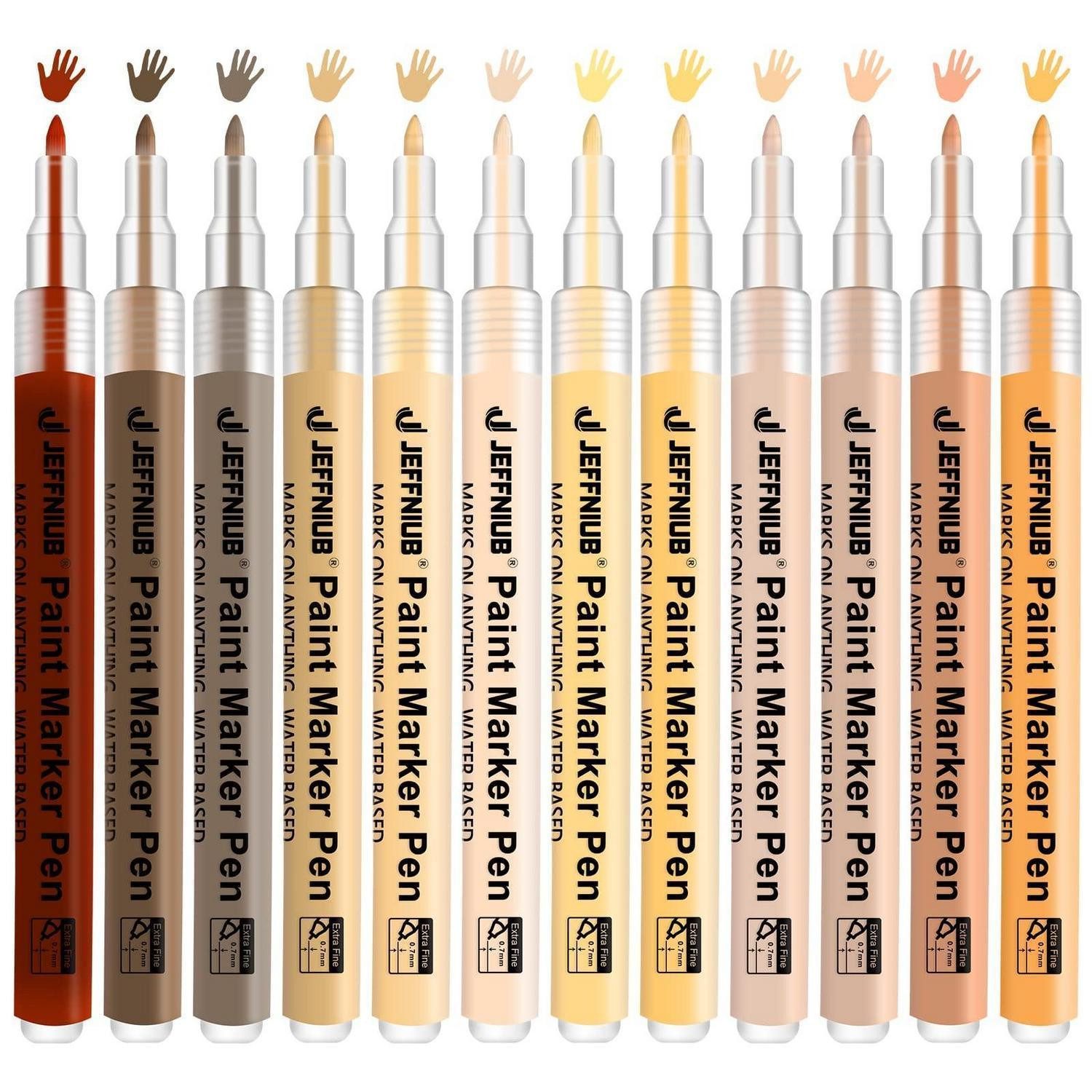 LuxusKollektion Malstift Acrylstifte Beige 12 Stk. 0.7mm Spitze
