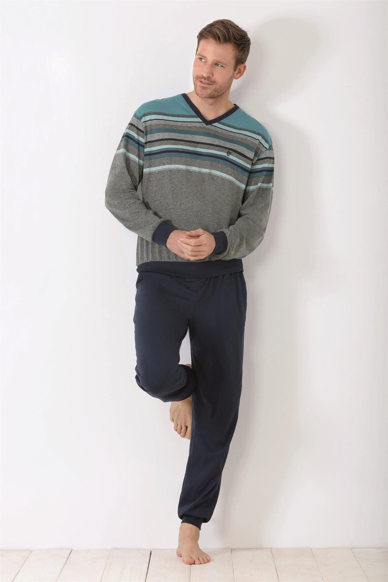 Hajo Schlafanzug Herren Schlafanzug mit Bündchen Klima-Light® Single Jersey günstig online kaufen