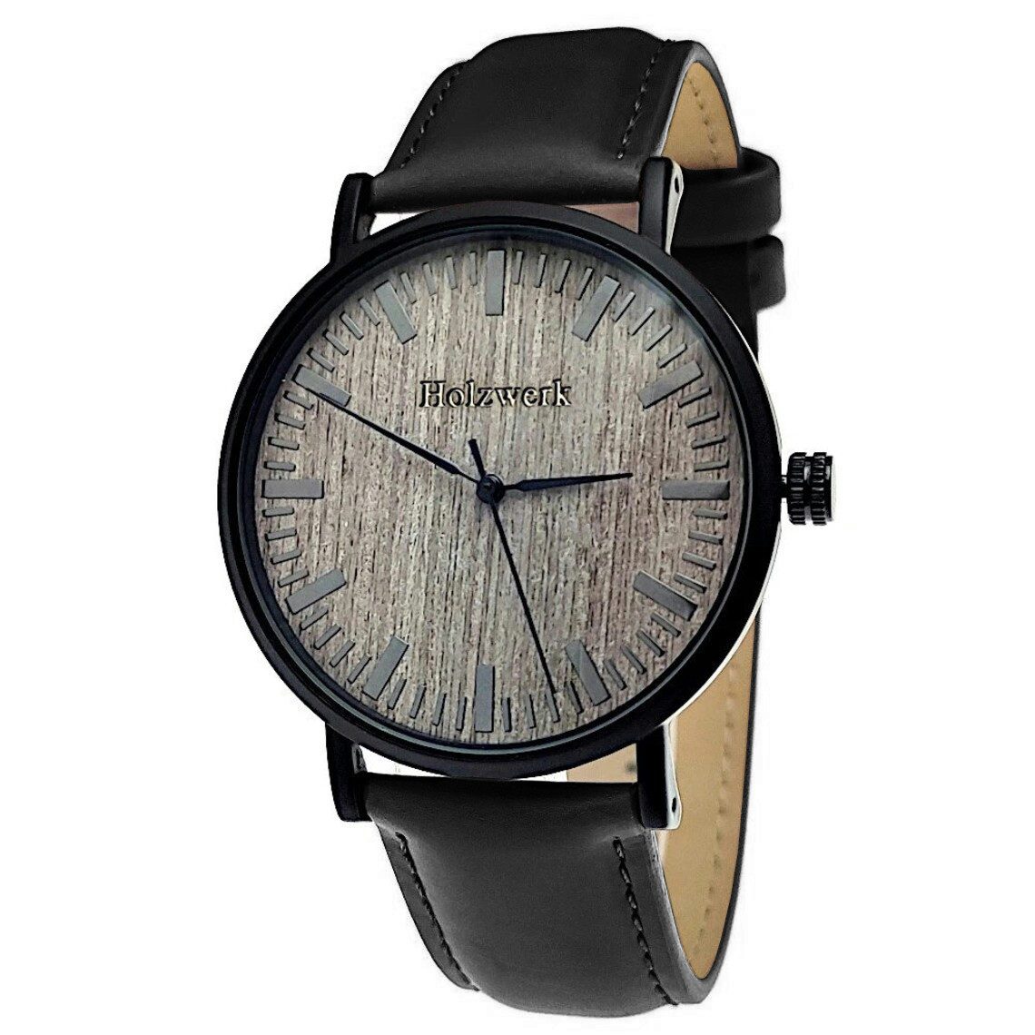 Holzwerk Quarzuhr Damen & Herren Holz Uhr mit Leder Armband in braun, schwarz