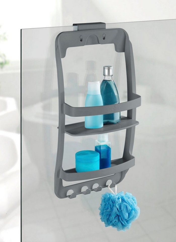 WENKO Duschregal Universal, mit 4 Haken, Für mehr Ordnung im Bad, die  clevere Lösung für jedes Badezimmer