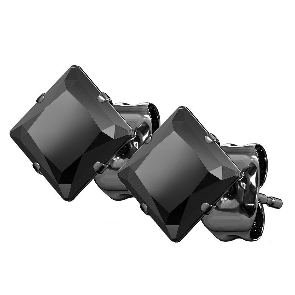 Taffstyle Paar Ohrstecker Ohrringe Stecker schwarz Kristall Diamant Eckig quadratisch Form (Quadratische Ohrstecker mit funkelndem Kristall für Damen und Herren), Geschenke zum Geburtstag Weihnachten Valentinstag
