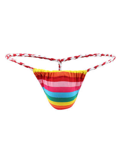 Lau-Fashion Tanga Herren String Rainbow Penis Sack Hülle Bunt Micro Unterwäsche Gay M/L