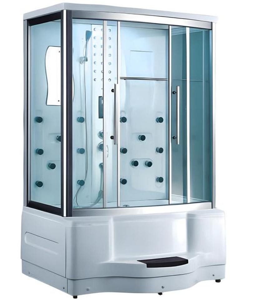 JVmoebel Dampfdusche Hydromassage-Dusche aus Acryl und Glas mit LED-Beleuchtung, BxT: 98x180 cm, 1-tlg., Made in Europe