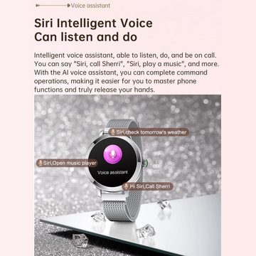 LONGLU Smartwatch (1,106 Zoll, Android, iOS), mit Bluetooth-Anruf, Fitness-Tracker-Uhr mit Wasserdicht Herzfrequenz