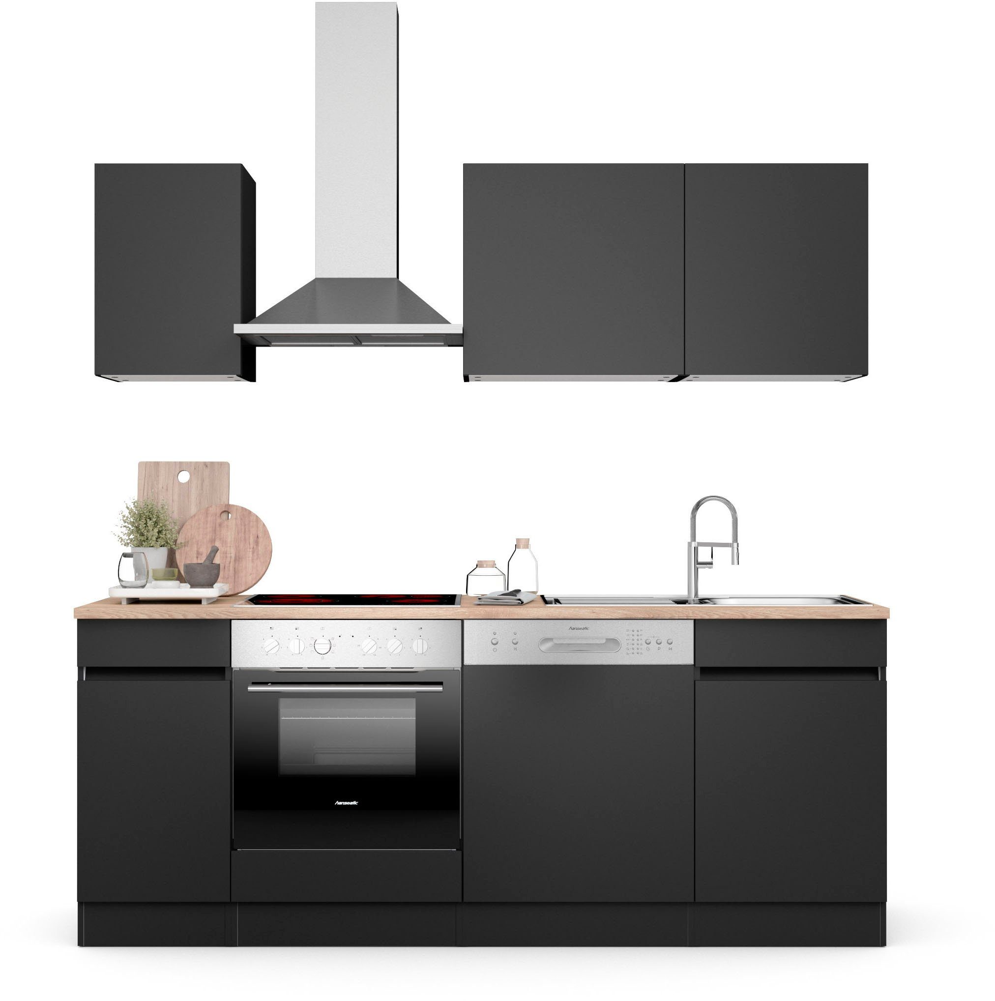 OPTIFIT Küche Safeli, Breite Push-to-open Geräte, mit 210 oder Oberschränke Funktion mit cm, wahlweise ohne Hanseatic-E