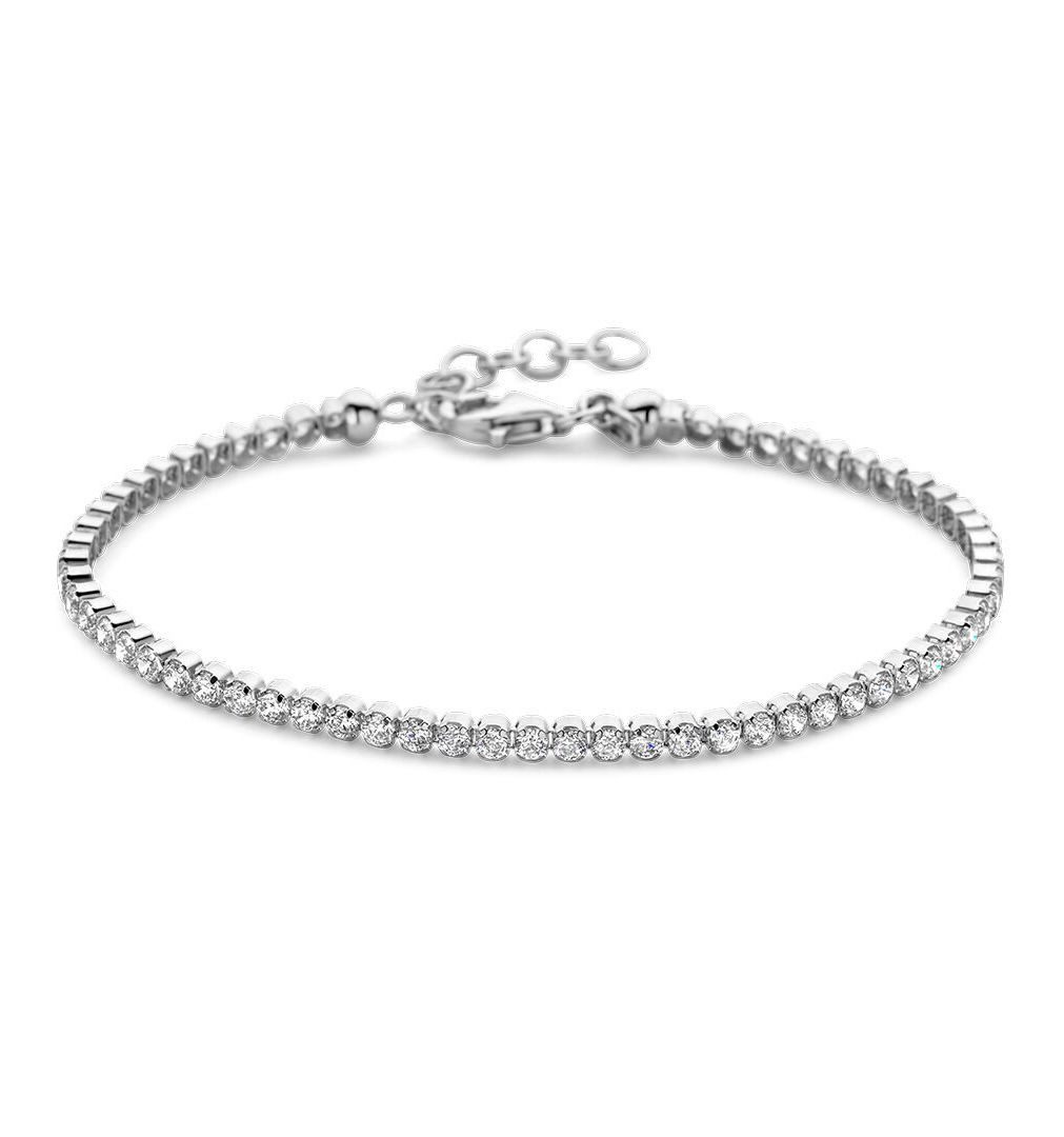 NICEANDnoble Tennisarmband 925er Silber rhodiniert Tennisarmband Zirkonia, mit Verlängerung