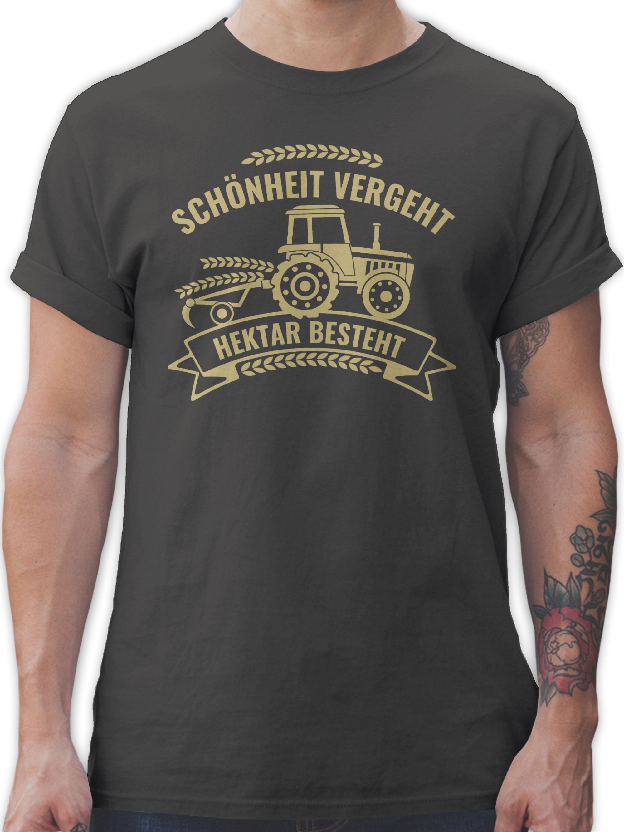 Shirtracer T-Shirt Schönheit vergeht Hektar besteht Landwirt Geschenk Bauer 3 Dunkelgrau