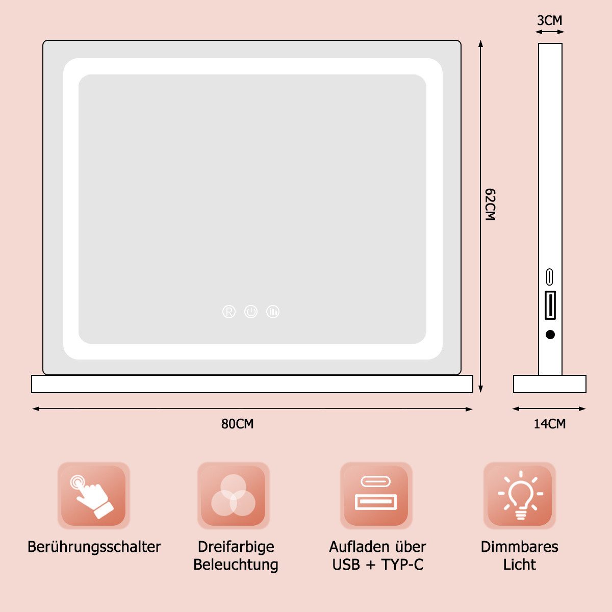 Mihtrov Schminkspiegel Bluetooth Kosmetikspiegel mit Beleuchtung, günstig online kaufen