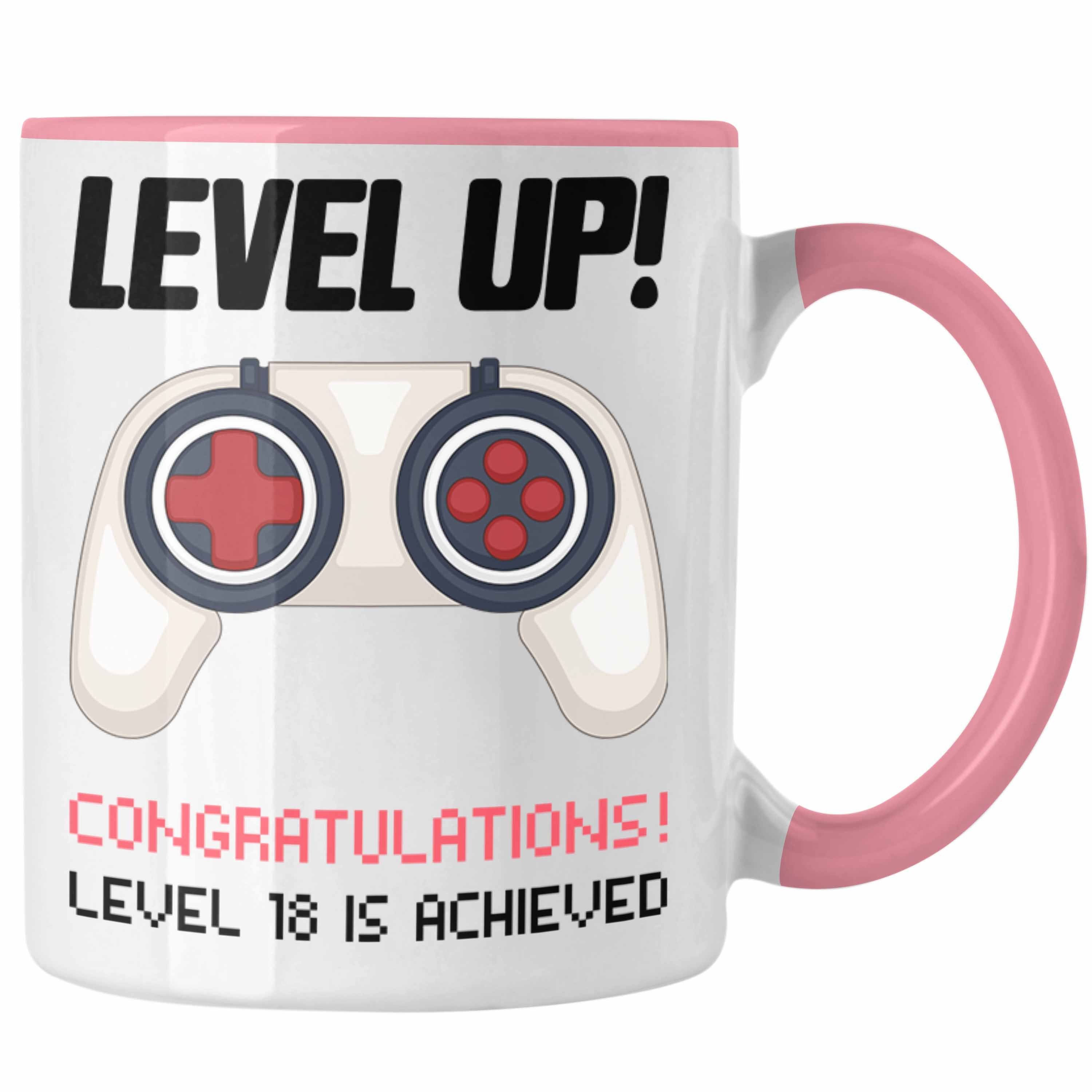 Tasse Trendation - Sprüche Rosa 18er Geschenk Jungs Zocker Sohn Gamer Geschenkidee Trendation Geburtstag 18. Lustig 18 Jungen Tasse