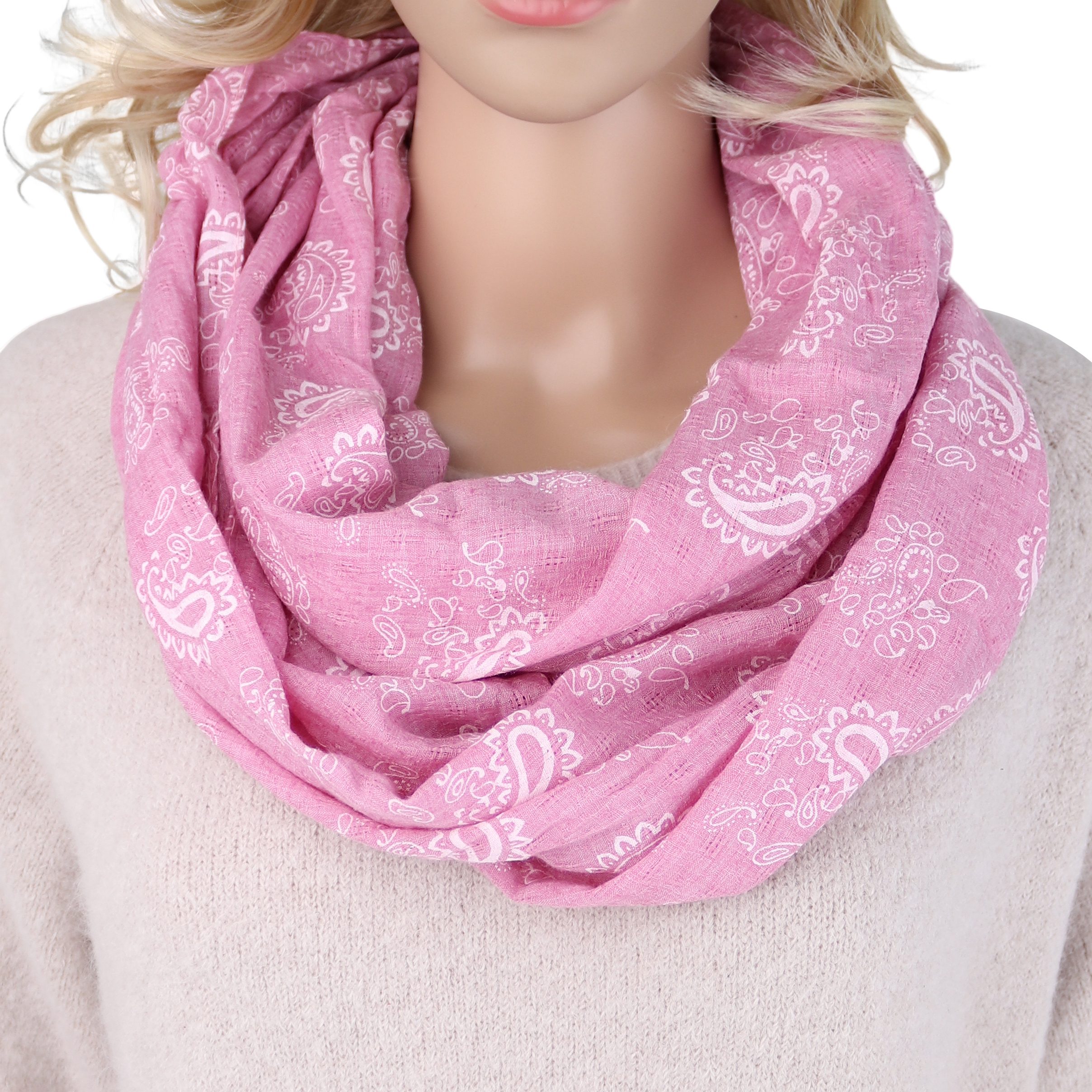 Loop Damen Schal mit Paisley Punkte Weich aus 100% Baumwolle