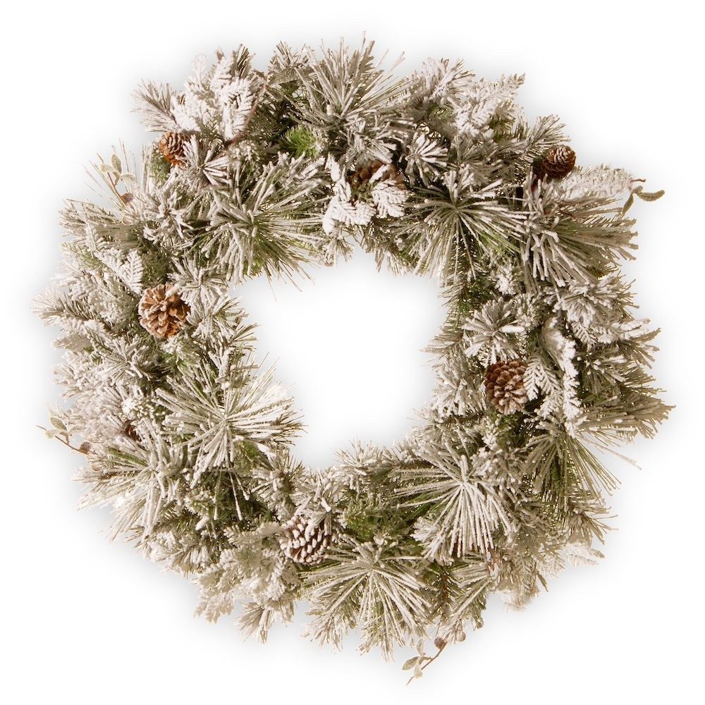 artplants Adventskranz Kunst Kiefernkranz Minsk mit Zapfen, Zeder, beschneit, Ø45cm