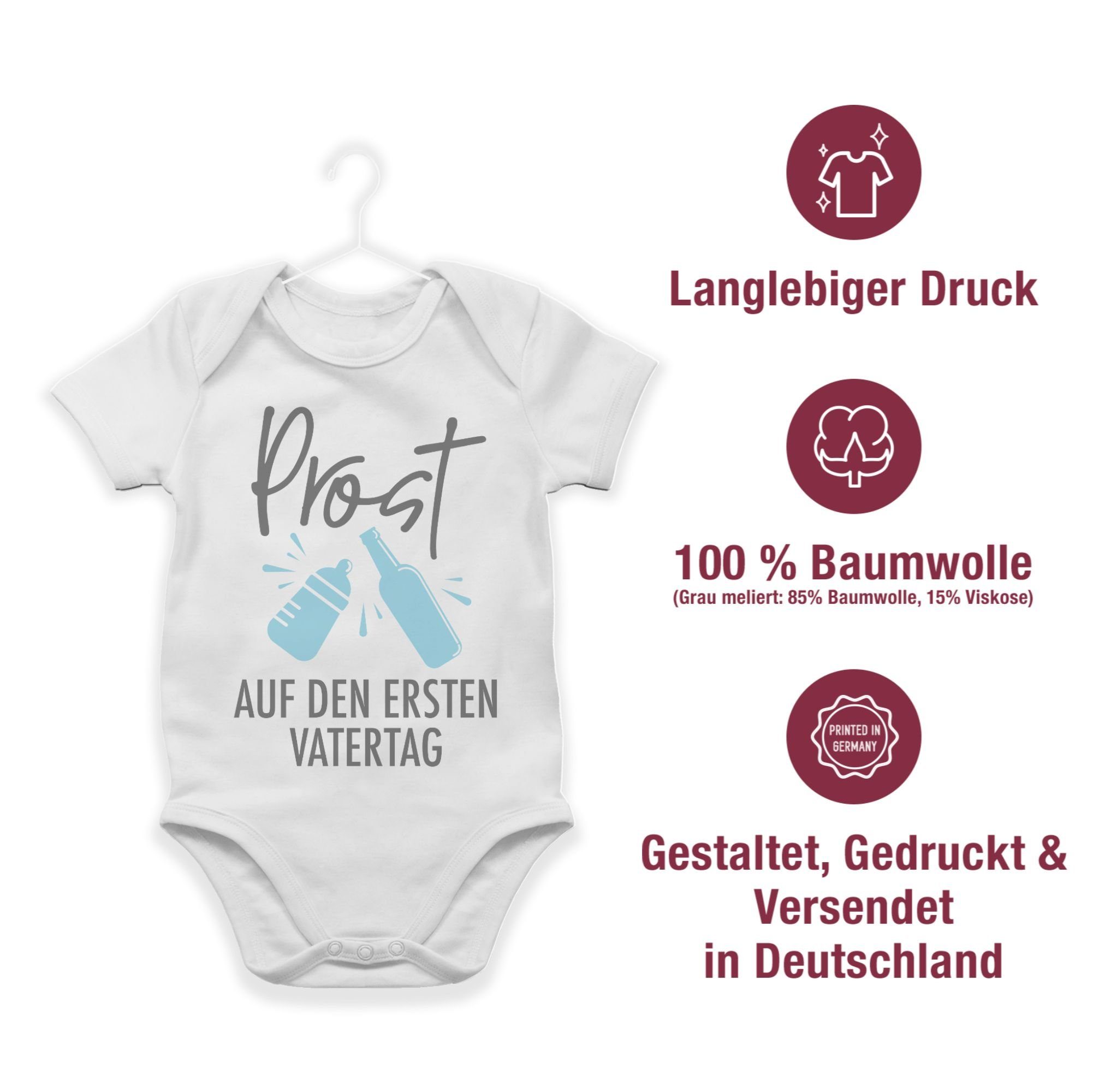 Prost Vatertag Baby Geschenk - 1 Shirtbody den grau/blau auf Vatertag Weiß Shirtracer ersten