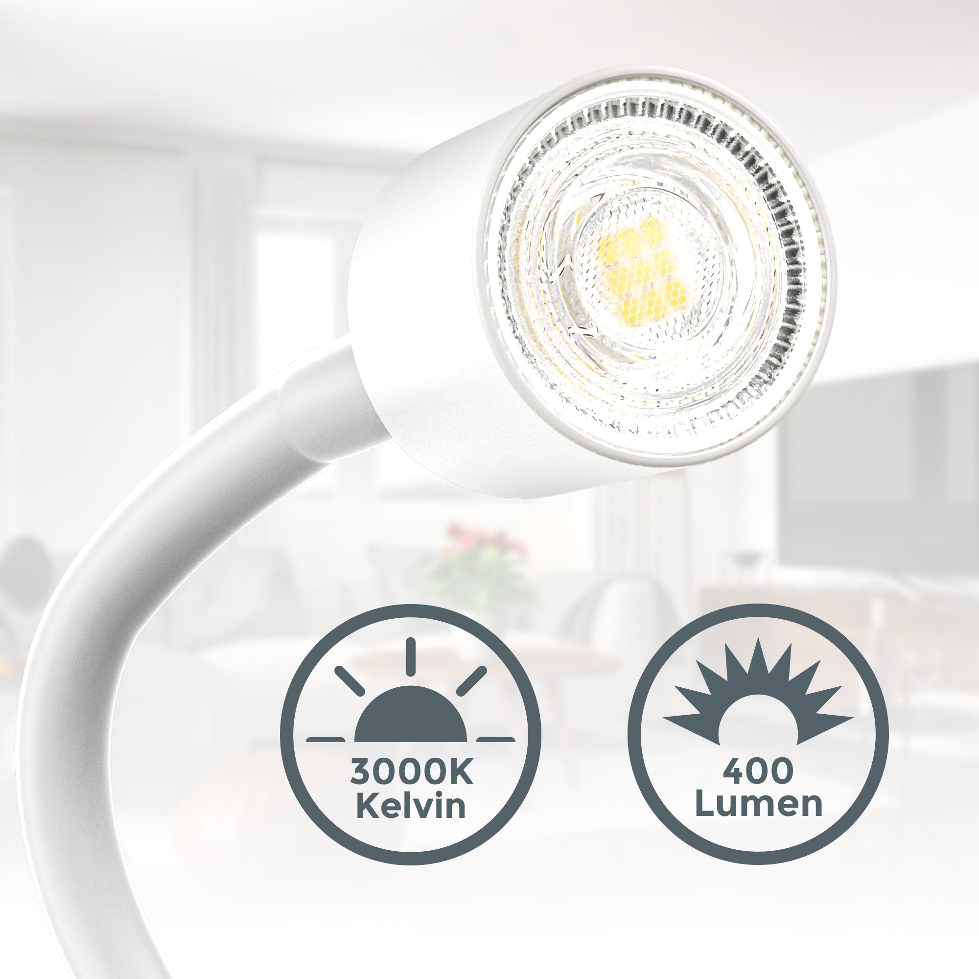 B.K.Licht Tischleuchte, LED wechselbar, Klemmleuchte, Kippschalter, Schwanenhals, Metall flexibler warmweiß