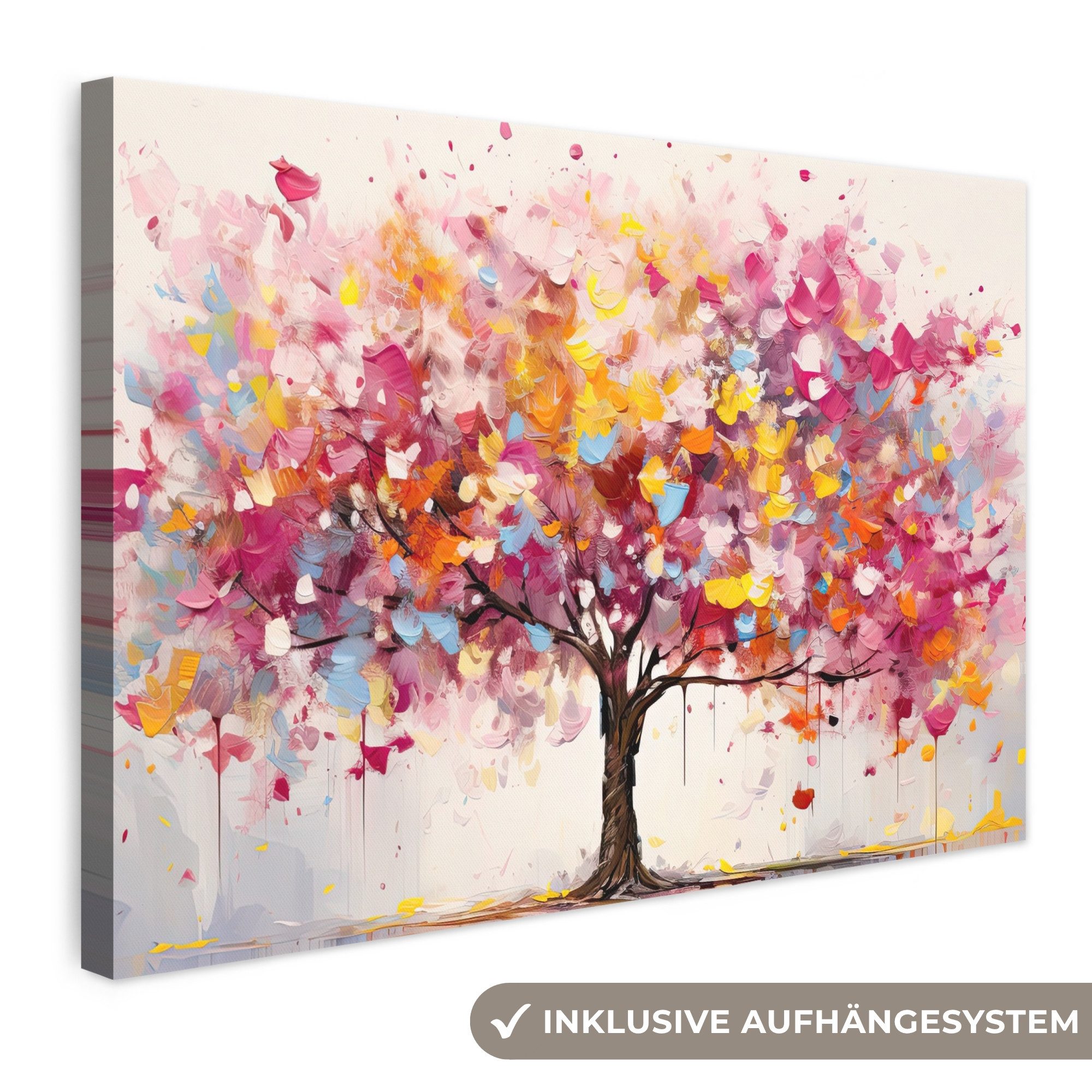 OneMillionCanvasses® Leinwandbild Aquarell - Baum - Kunst - Abstrakt, Fotodruck (1 St), Leinwand Bilder Klein, Wand Dekoration Aesthetic 30x20 cm