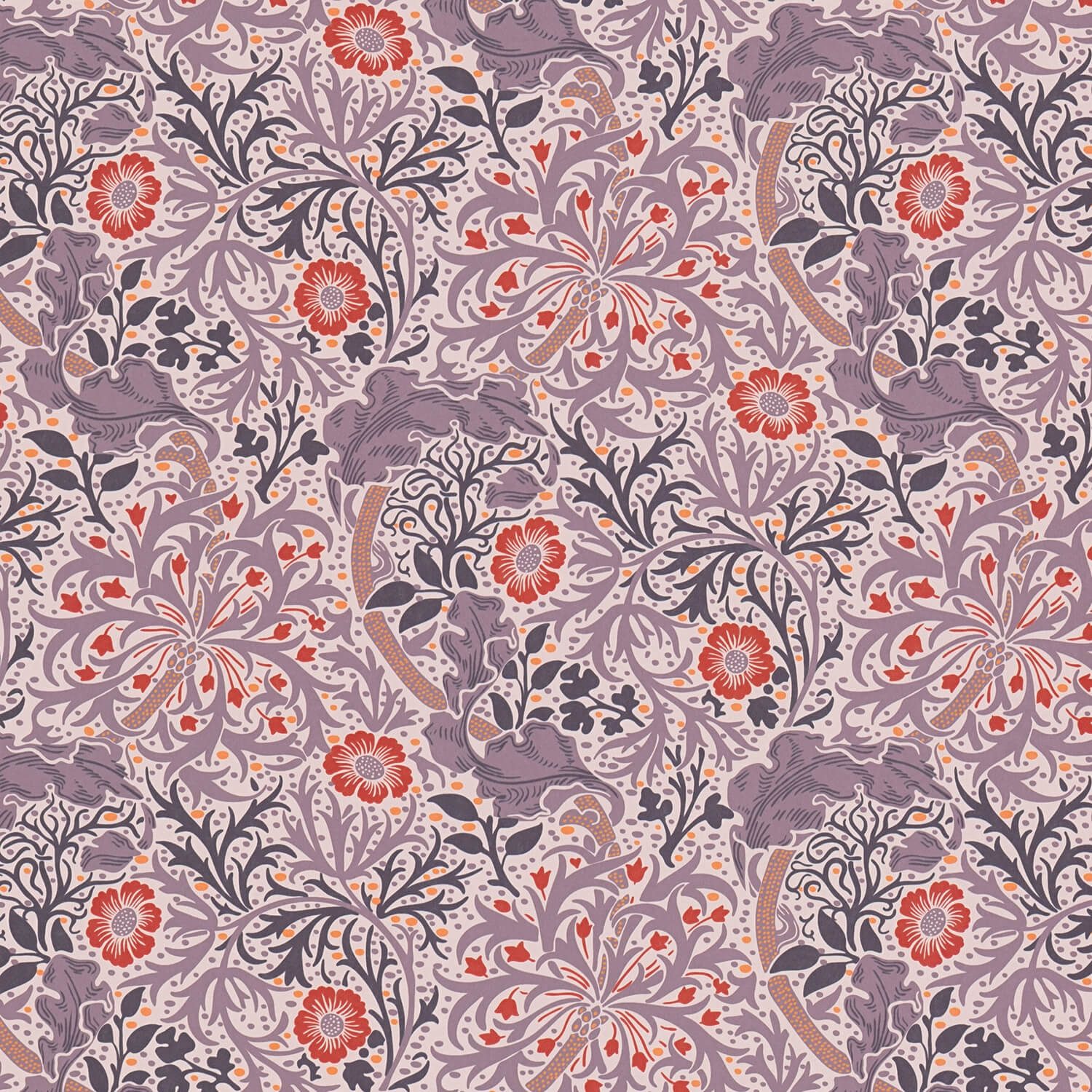 Profhome Vliestapete 390592-GU Blumen Tapete Floral matt flieder pastell-violett orange-rot, glatt, (1 Rolle, 5,33 qm), Vliestapete, flieder