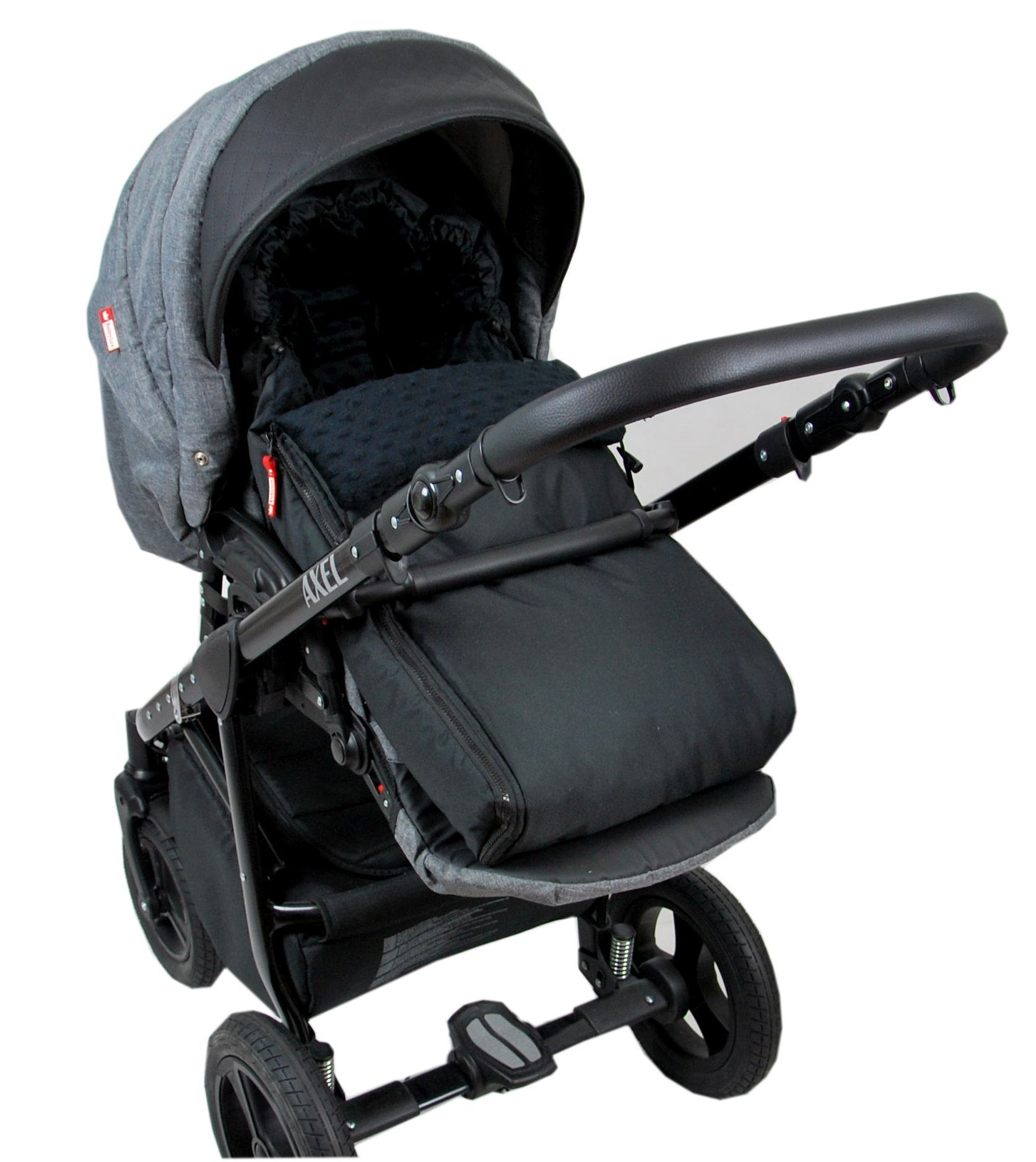 BabyLux Fußsack BABYLUX Fußsack MINKY Kinderwagen Buggy Fleece Babyschale Thermo, Schwarz + Schwarz 3tlg + Muff – Bild 4 von 5