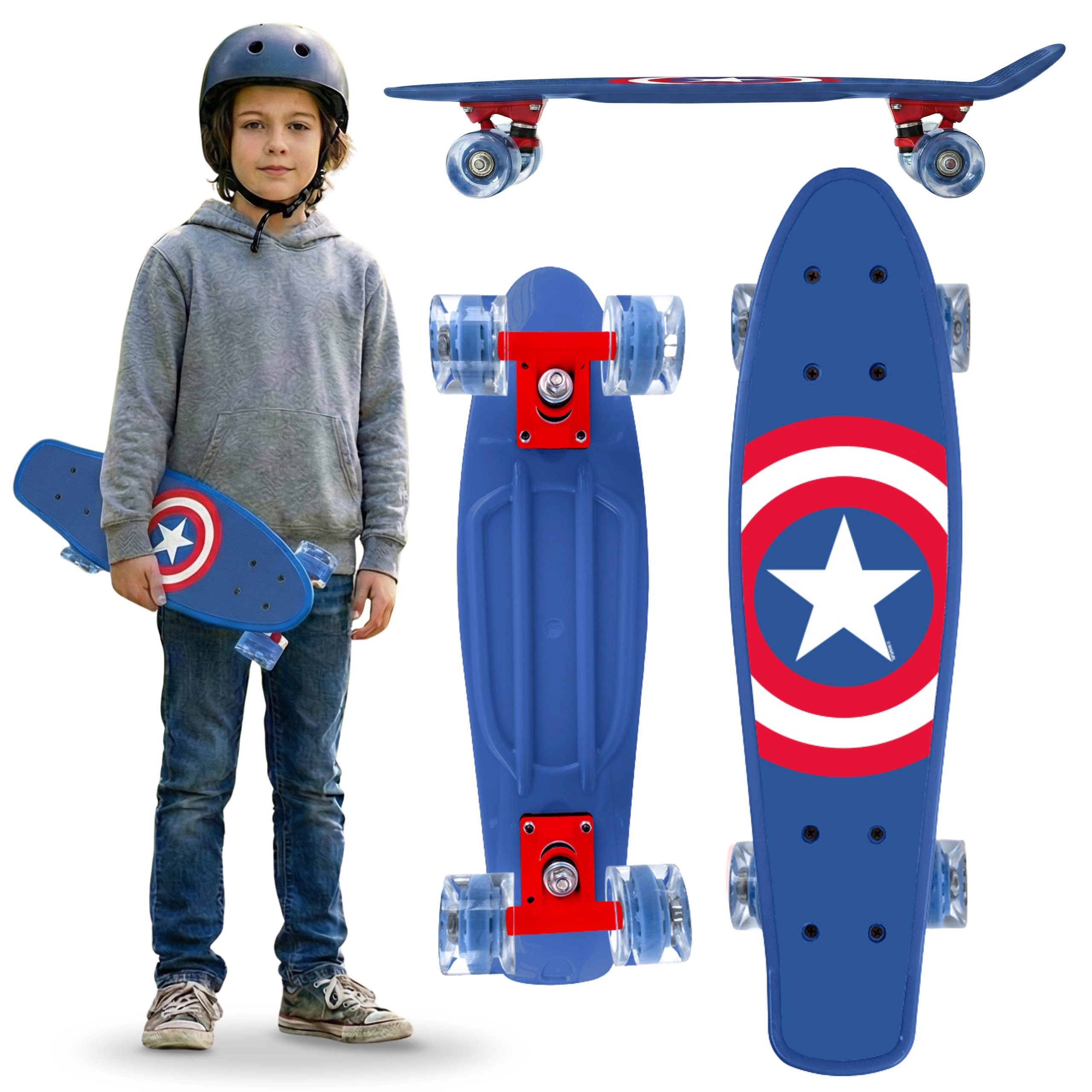 Miniskateboard MARVEL Avengers Captain America Mini Skateboard Kinder 55 cm