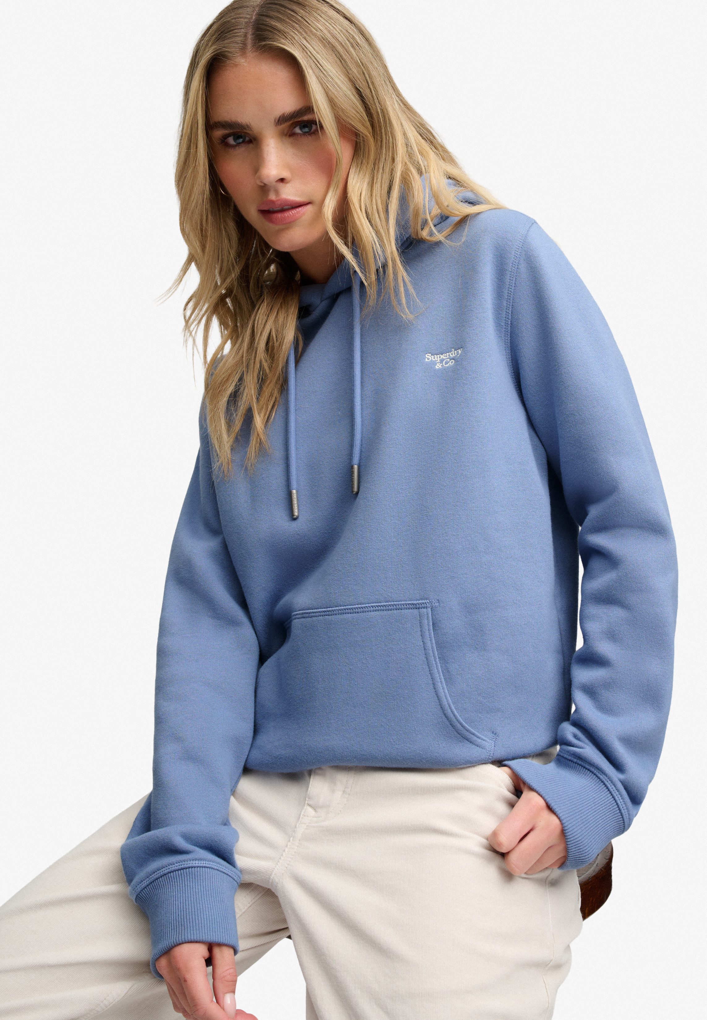 Superdry Kapuzensweatshirt SIGNATURE EMB HOOD Baumwollmischung, relaxed fit