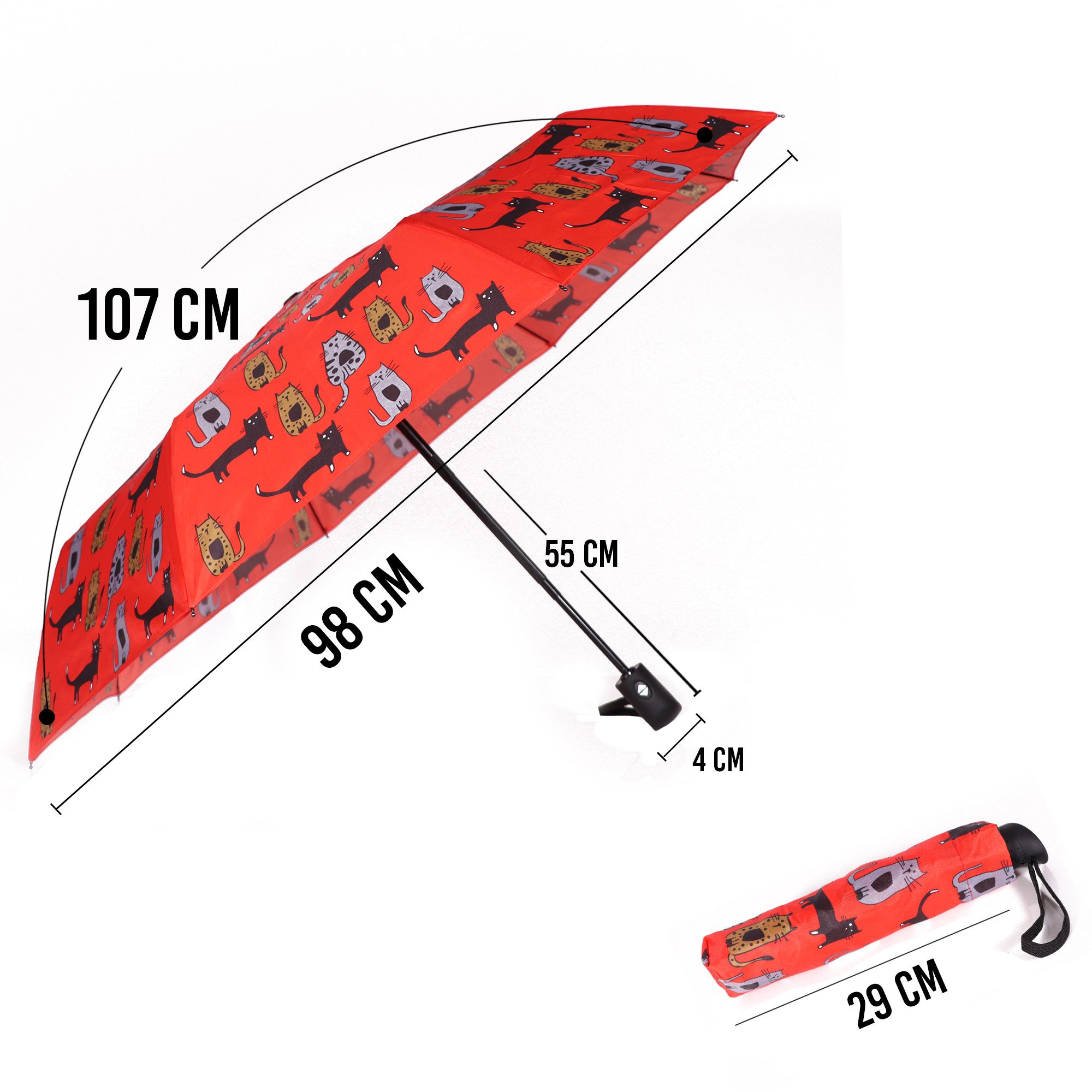 BIGGDESIGN Langregenschirm Biggdesign Cats Mini roter günstig online kaufen