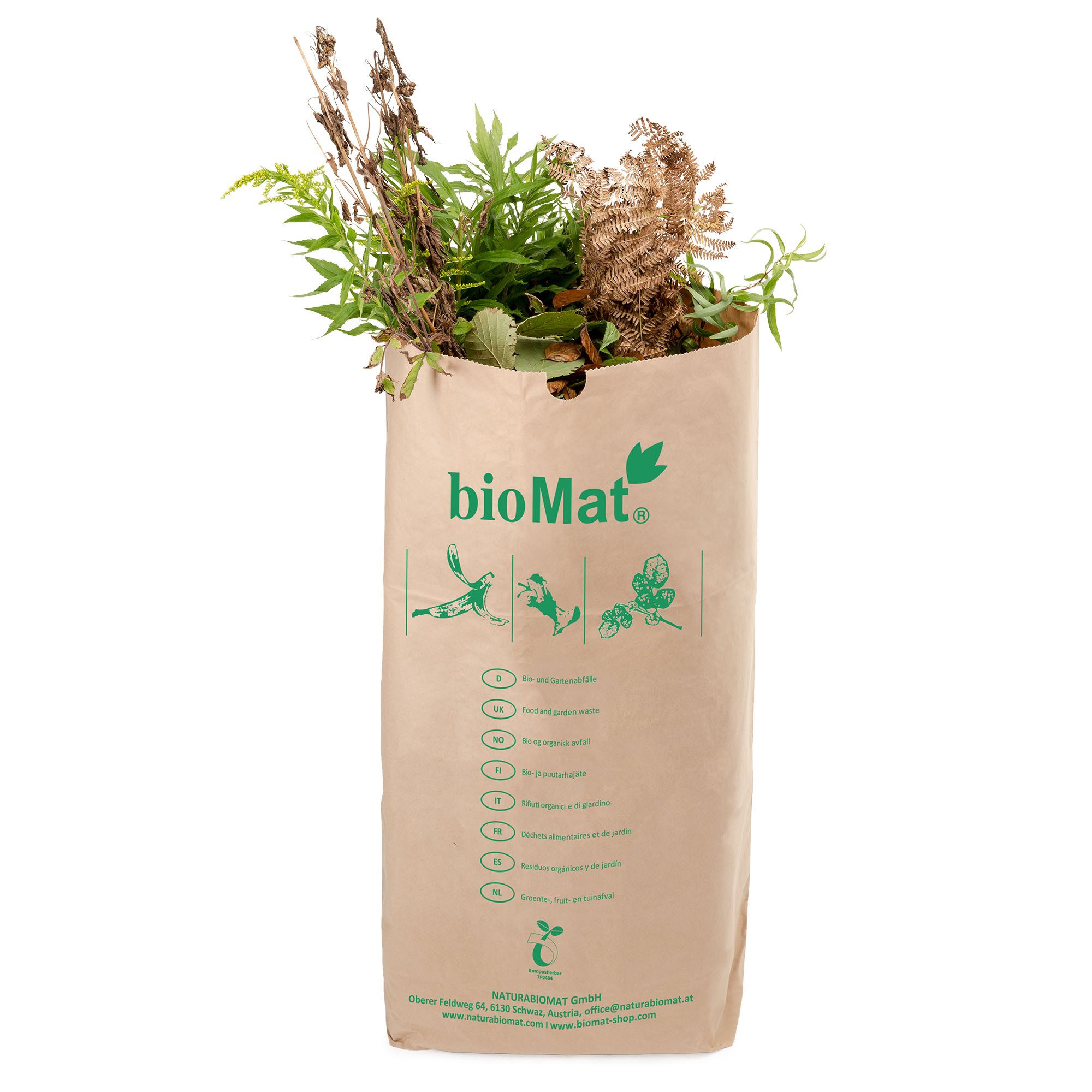 bioMat Müllbeutel bioMat 120l Papiersäcke, Kraftpapier, 2-lgg, EN13432 kompostierbar