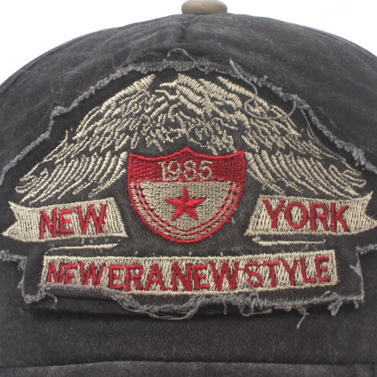 schwarz Sporty mit Kappe Baseball Belüftungslöchern Style Washed Used Look Cap Retro Vintage Cap Eagle