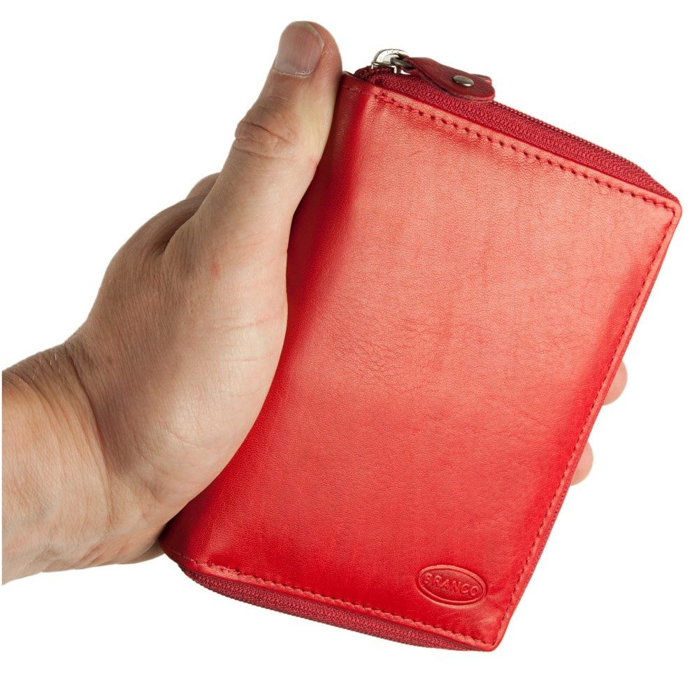 Geldbörse Große Damen-Geldbörse / Portemonnaie, Leder, Rot, Branco 230