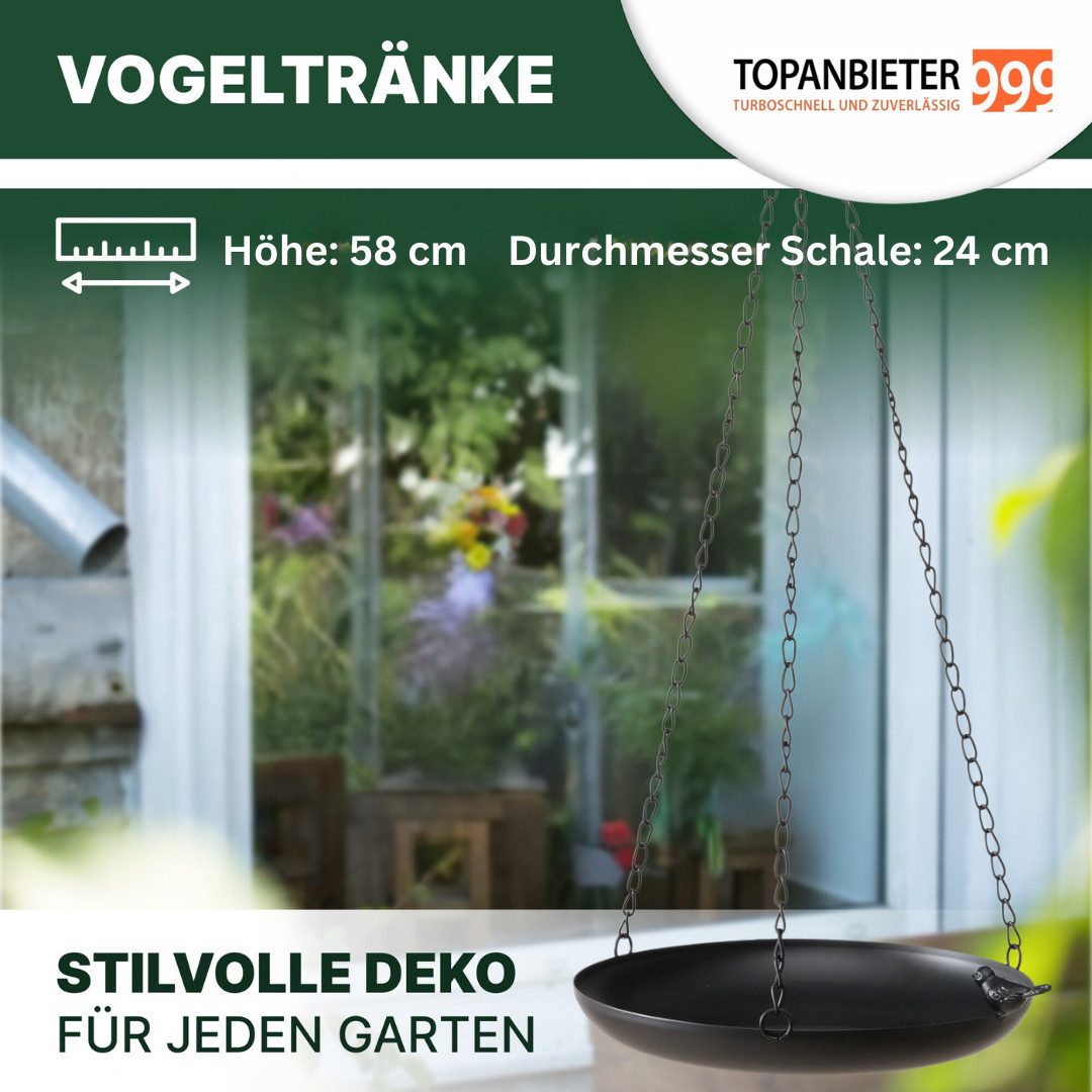 Topanbieter999 Vogeltränke, aus Metall frostbeständig für Wildvögel Futterschale schwarz
