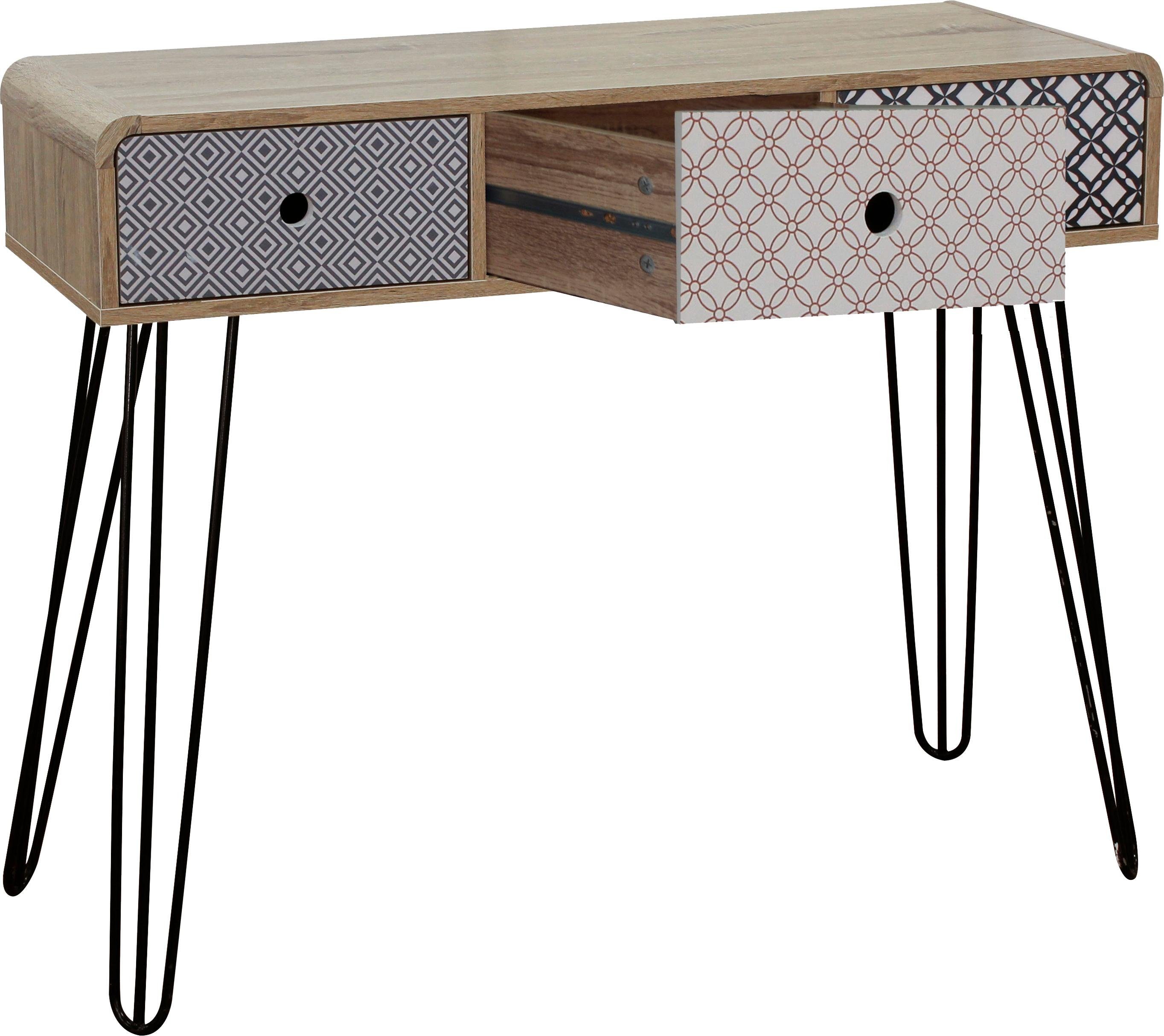 SIT Konsolentisch Konsole– Scandi‑Shabby Chic Beistelltisch mit 3 Schubladen, Trendiger Scandi‑Shabby‑Chic‑Konsolentisch mit 3 Schubladen
