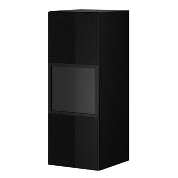 Lomadox Vitrine HOOVER-83 hängend schwarz modern mit Glasfront und Beleuchtung, : 35/91/35 cm