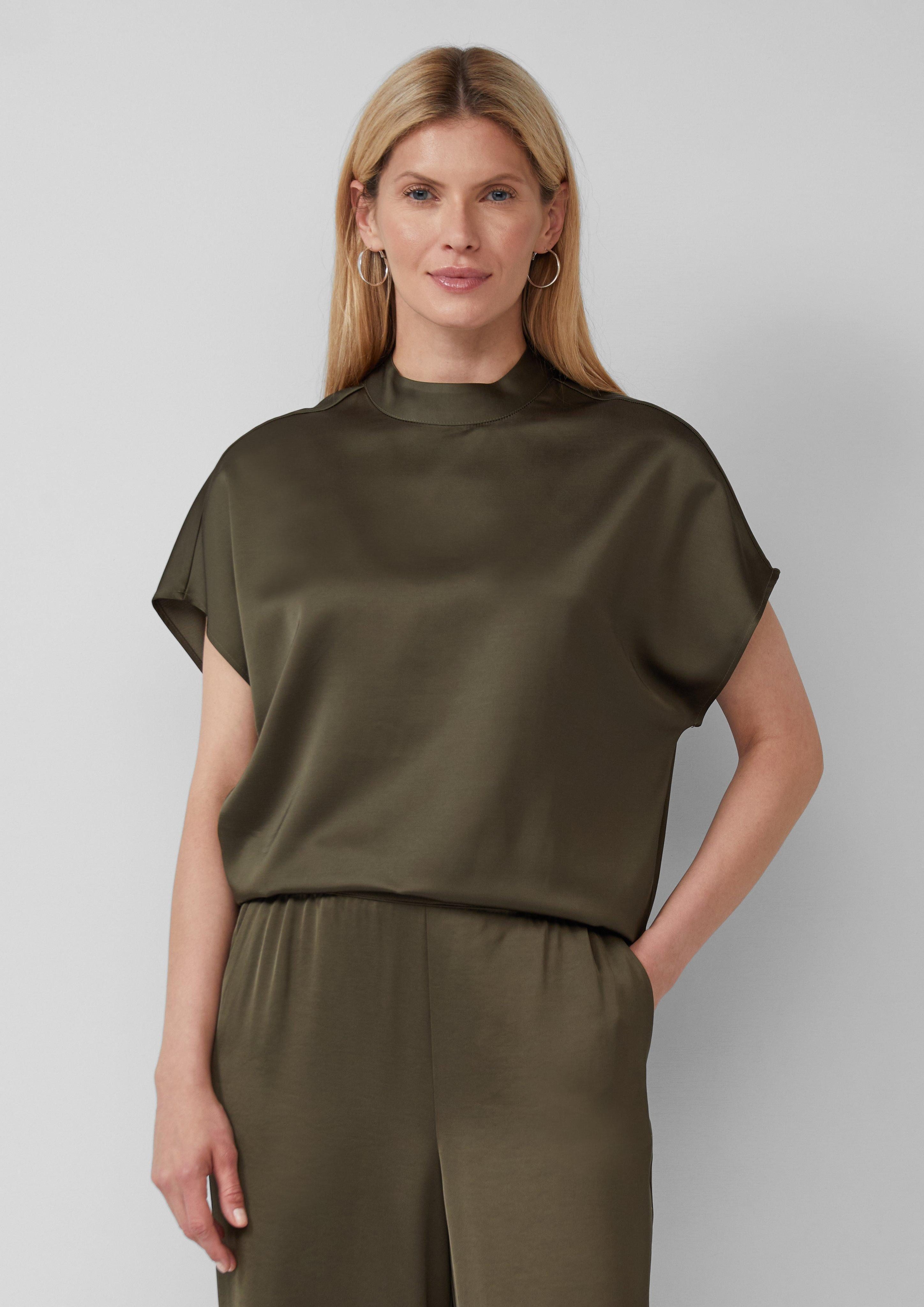 s.Oliver BLACK LABEL Kurzarmbluse Satinierte Viskosemix-Bluse günstig online kaufen