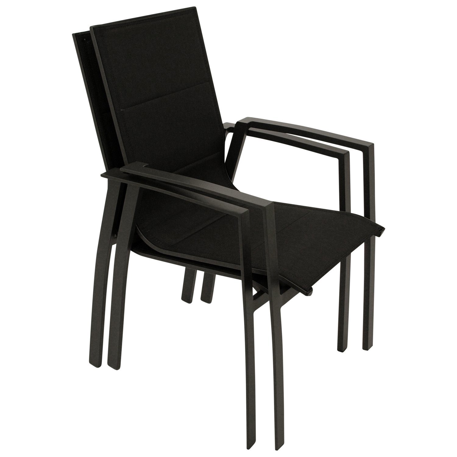 DEGAMO Garten-Essgruppe LAGOS XL, (9-tlg., 8x Stapelsessel, 1x Ausziehtisch), Alu anthrazit, Stapelsessel, Tisch mit Seitenauszug 195/255x120cm