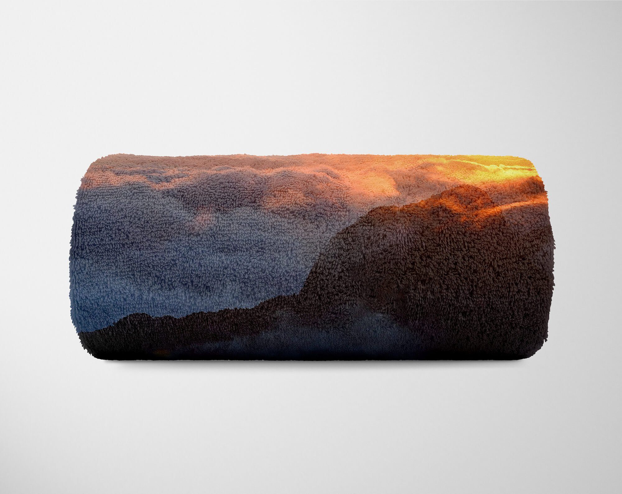 Sinus Art Handtücher Handtuch Fotomotiv Kuscheldecke Sonnenuntergang (1-St), Baumwolle-Polyester-Mix Sonne Handtuch mit Strandhandtuch Saunatuch Wolken