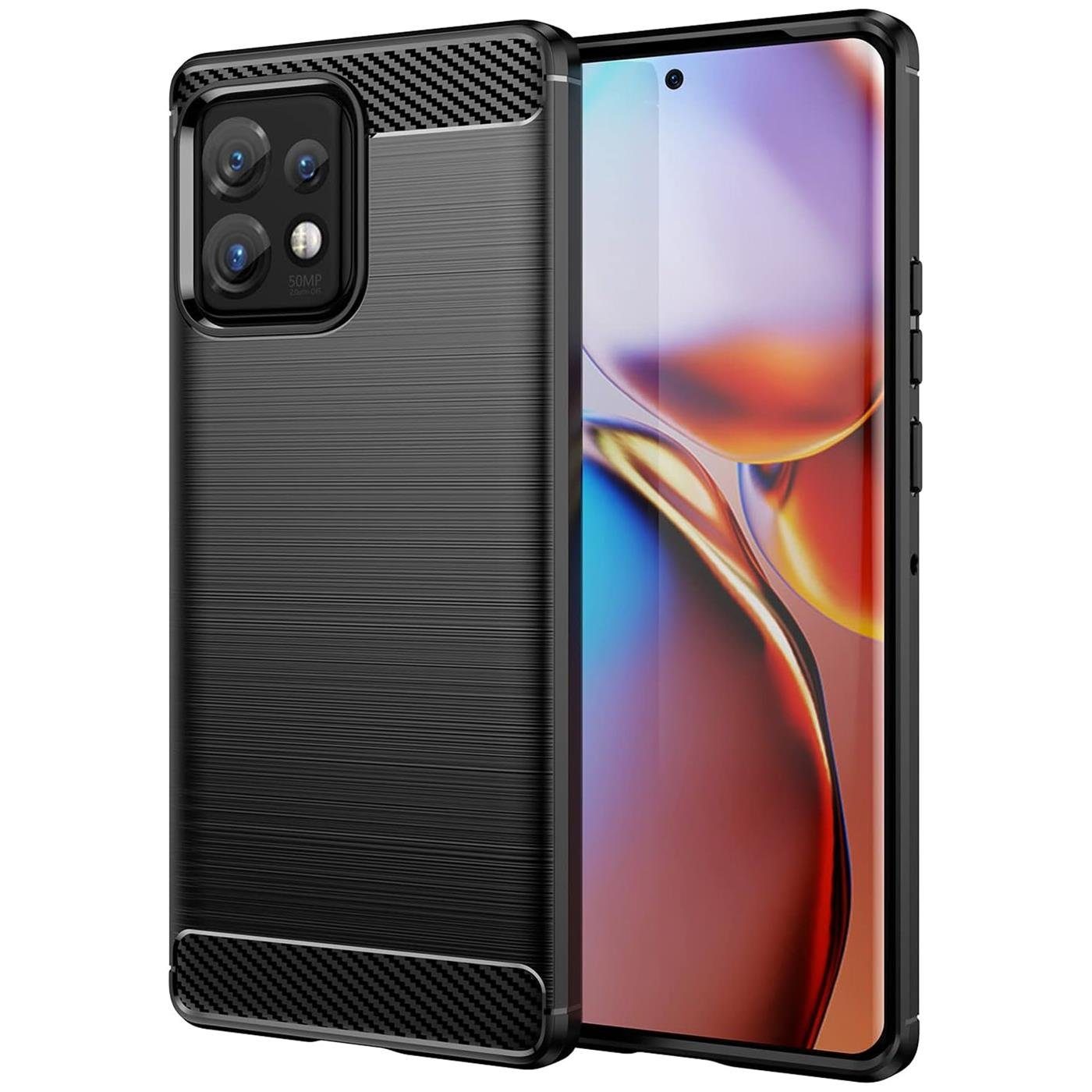 CoolGadget Handyhülle Carbon Handy Hülle für Motorola Edge 40 Pro 6,67 Zoll, robuste Telefonhülle Case Schutzhülle für Motorola Edge 40 Pro Hülle