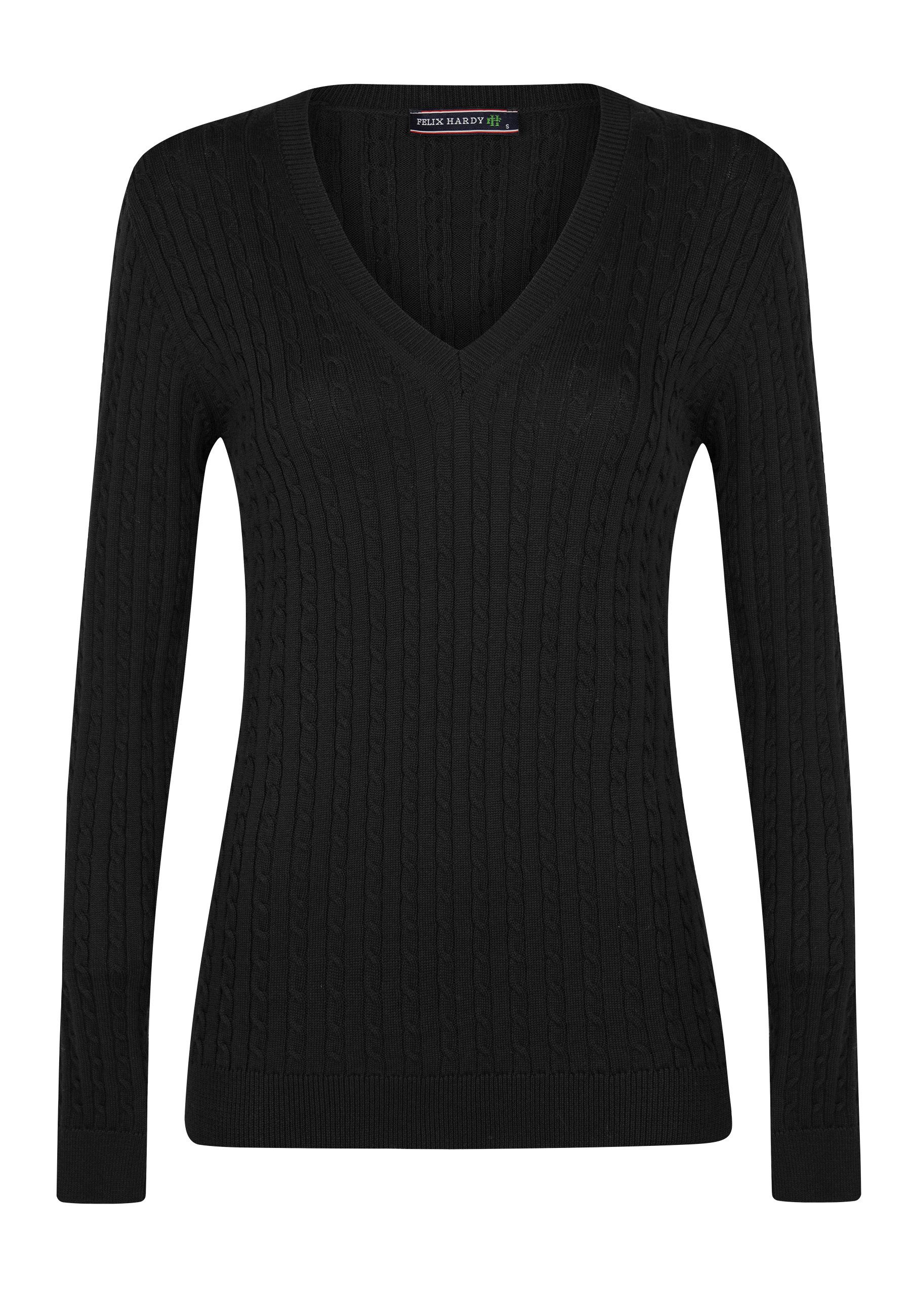 Felix Hardy V-Ausschnitt-Pullover Kabelstrick-Pullover mit V-Ausschnitt