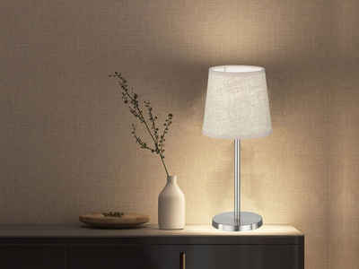 FHL easy! LED Nachttischlampe, LED wechselbar, Warmweiß, kleine Design-klassiker mit Stoff Lampenschirm Beige, Höhe 30cm