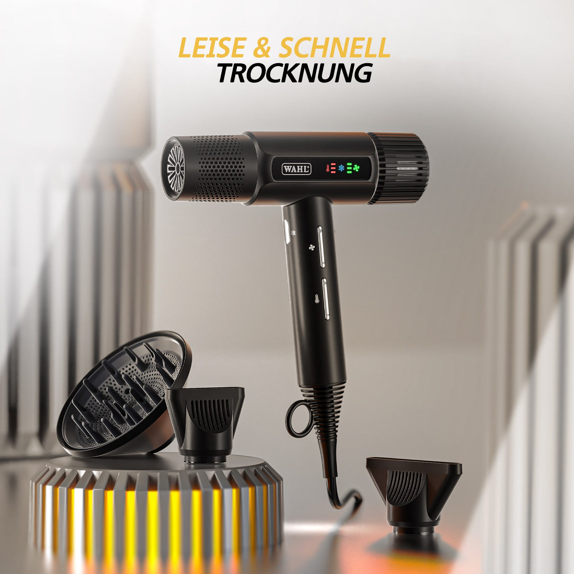 Wahl Ionic-Haartrockner VANQUISH, 1600 W, Professioneller Haartrockner, Leicht, SMOOTHTONE™-Motorsystem, FLOW CONTROL Technologie, Auto Clean