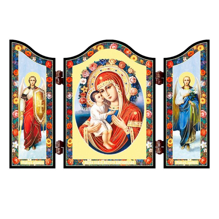 NKlaus Holzbild 1407 Gm Zhirovizkaja Christliche Ikone Triptychon Triptychon