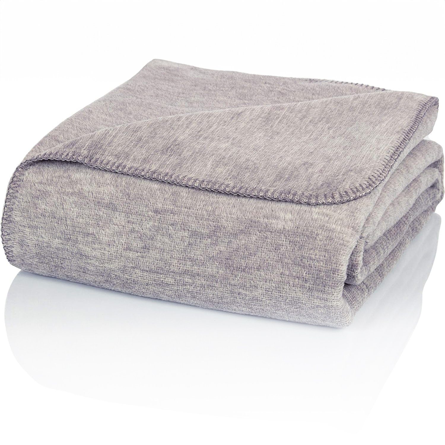 Wolldecke U1GM Kuscheldecke Baumwolle, Grau-Meliert, 130x170cm günstig online kaufen