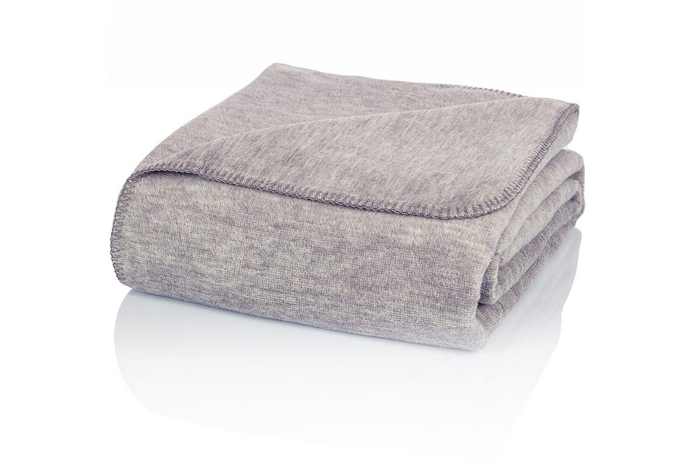 Wolldecke U1GM Kuscheldecke Baumwolle, Grau-Meliert, 130x170cm Sofadecke weich, Glart