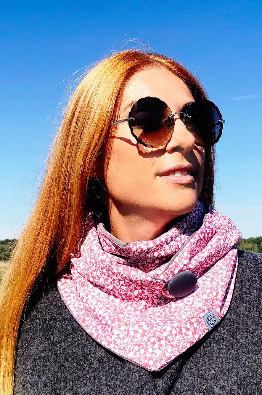 Wishproject® Dreieckstuch Damen Tuch, Halstuch in Grau & Rosa, Kapuzenschal günstig online kaufen