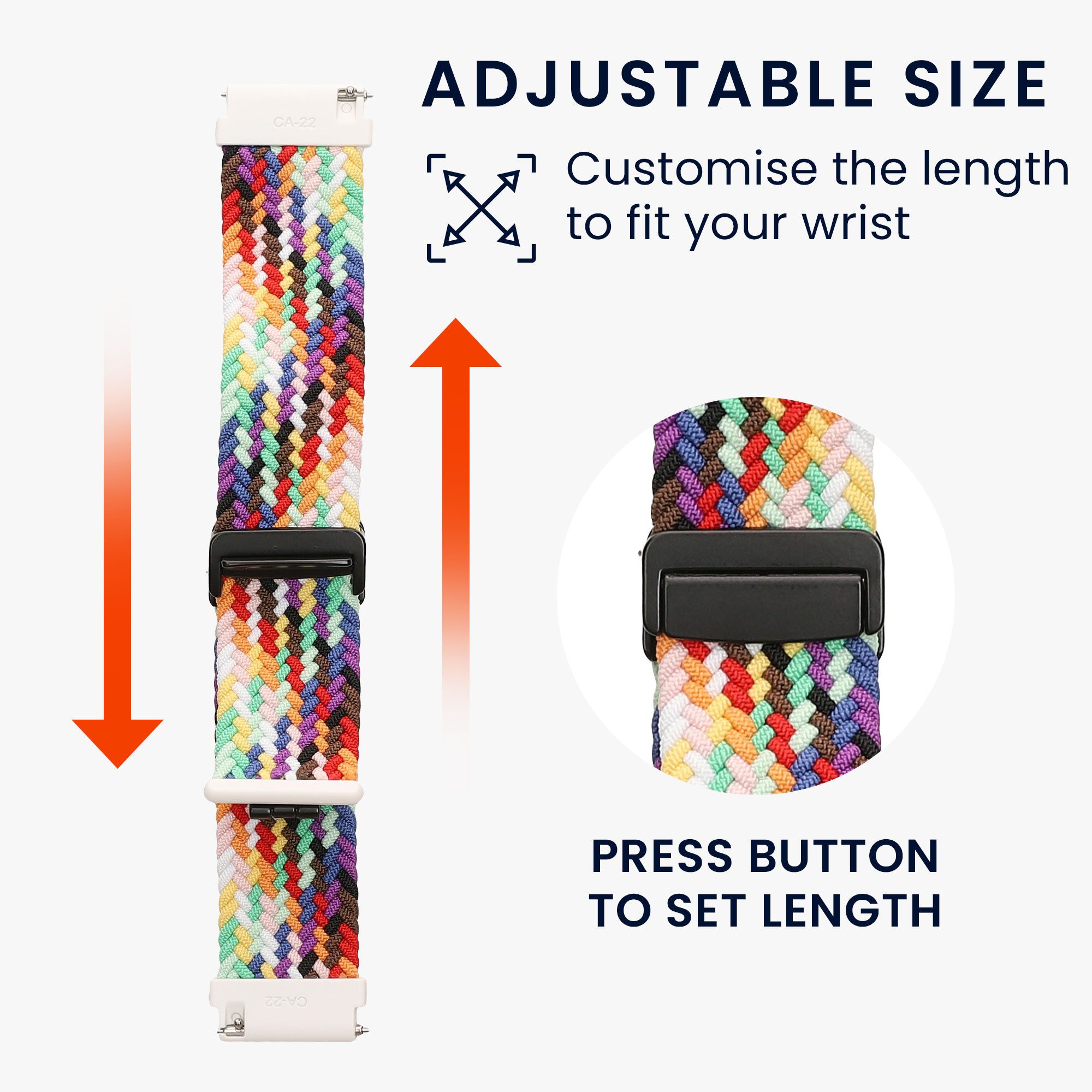 kwmobile 2x Ersatzarmband für Huami 22mm Amazfit Bip 6 / Bip 5 Unity / Bip 5 / Smartwatch, 2-tlg., Nylonarmband Set mit Magnetverschluss - Schwarz Mehrfarbig