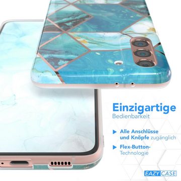 EAZY CASE Handyhülle IMD Motiv Cover für Samsung Galaxy S21 Plus 6,7 Zoll, Etui Silikonhülle Dünn Design Ultra Case kratzfest Marmor Blau Grün
