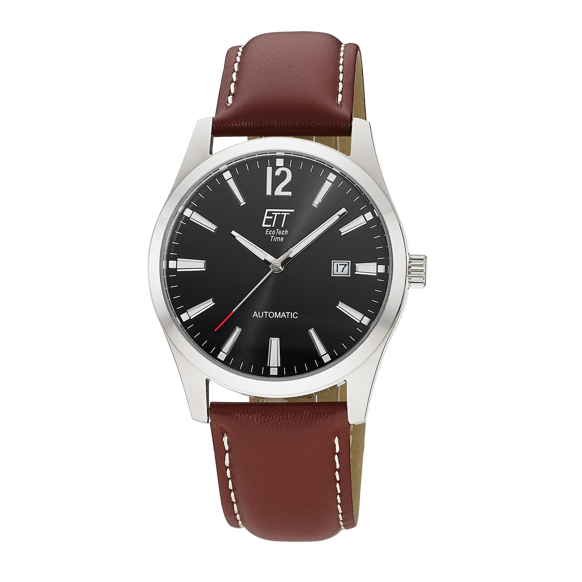 ETT Automatikuhr Motion Drive EGS-40407-21L, Armbanduhr, Herrenuhr, Mechanische Uhr, Lederarmband, analog, Tag