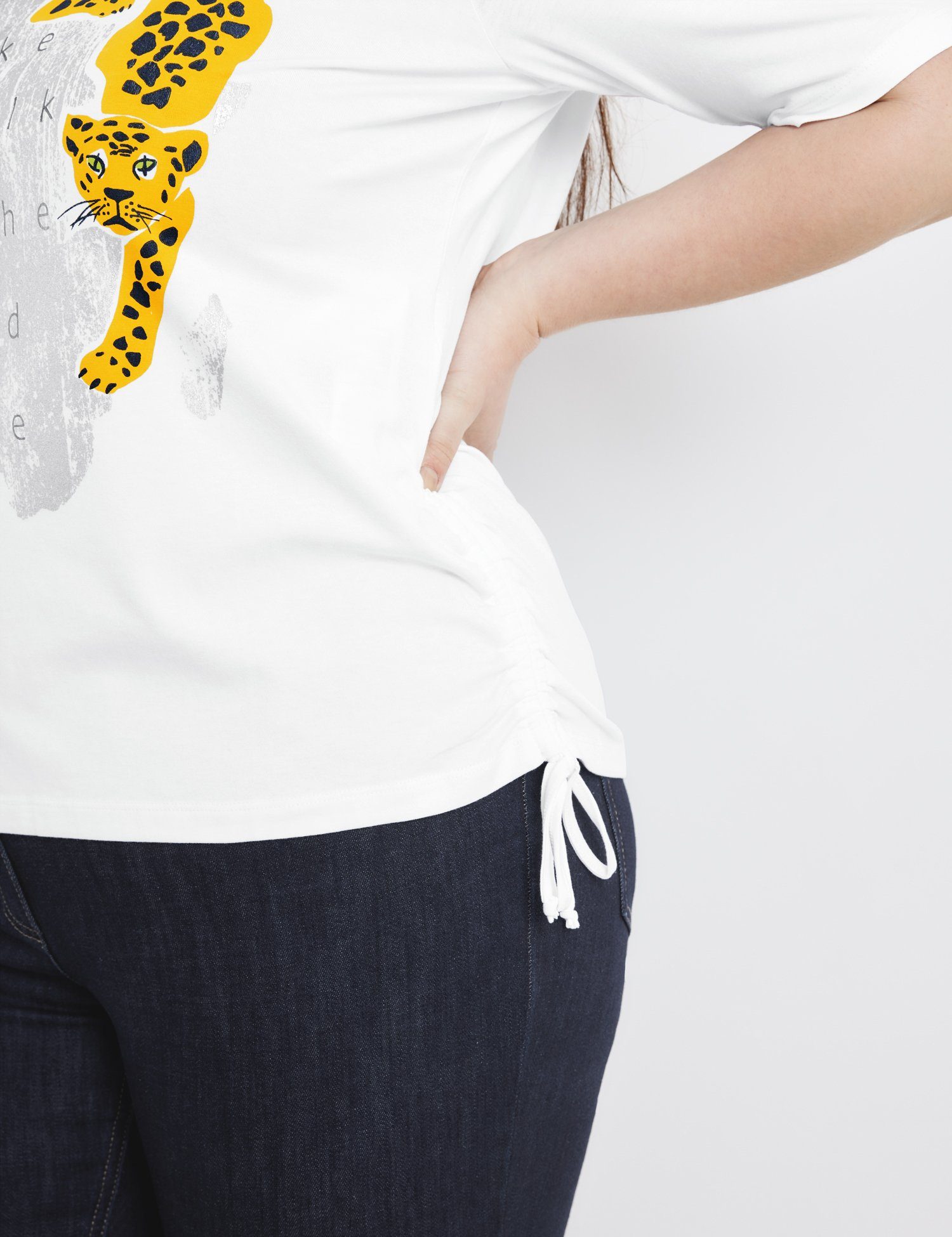 Samoon T-Shirt mit Raffungen seitlichen Kurzarmshirt