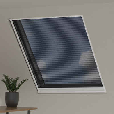 Dachfensterrollo 80x120, Lichtdurchlässig, Weiß mit schwarzem Insektenschutz, Cocoon Home, verschraubt