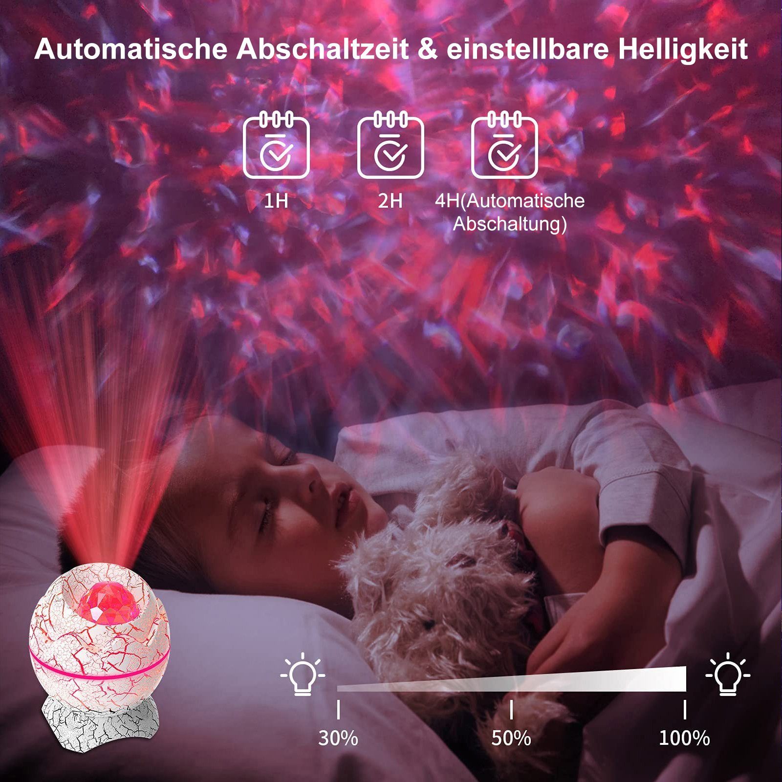 Sunicol LED-Sternenhimmel 4 Musikplayer, in Rauschen Lautsprecher, Timer Nachtlicht Galaxy Fernbedienung, weißes Drahtlosem mit Projektor, & 1 Bluetooth LED