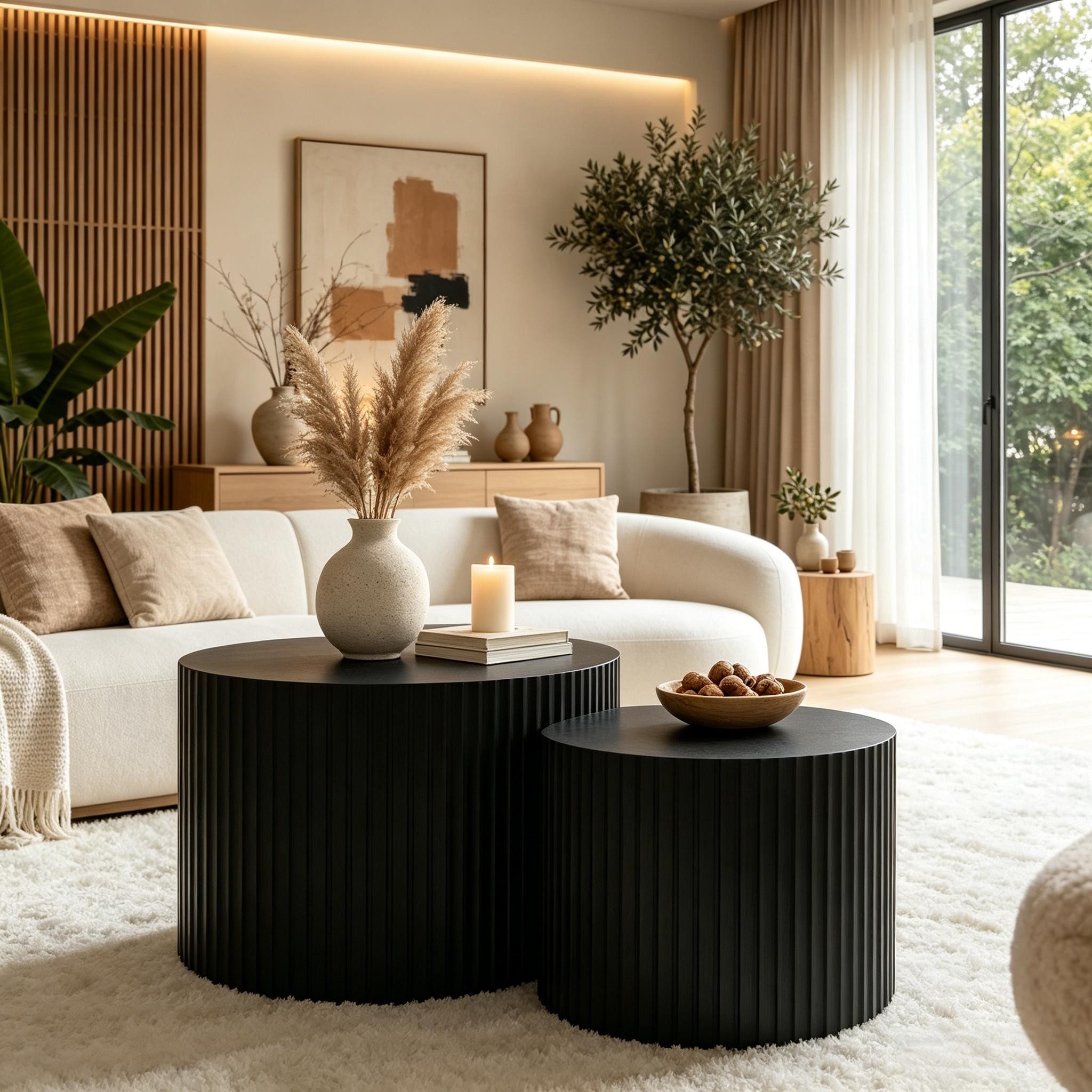 WILLIAMSPACE Couchtisch Carno MDF Couchtisch Set, rund & ineinander schiebbar platzsparend
