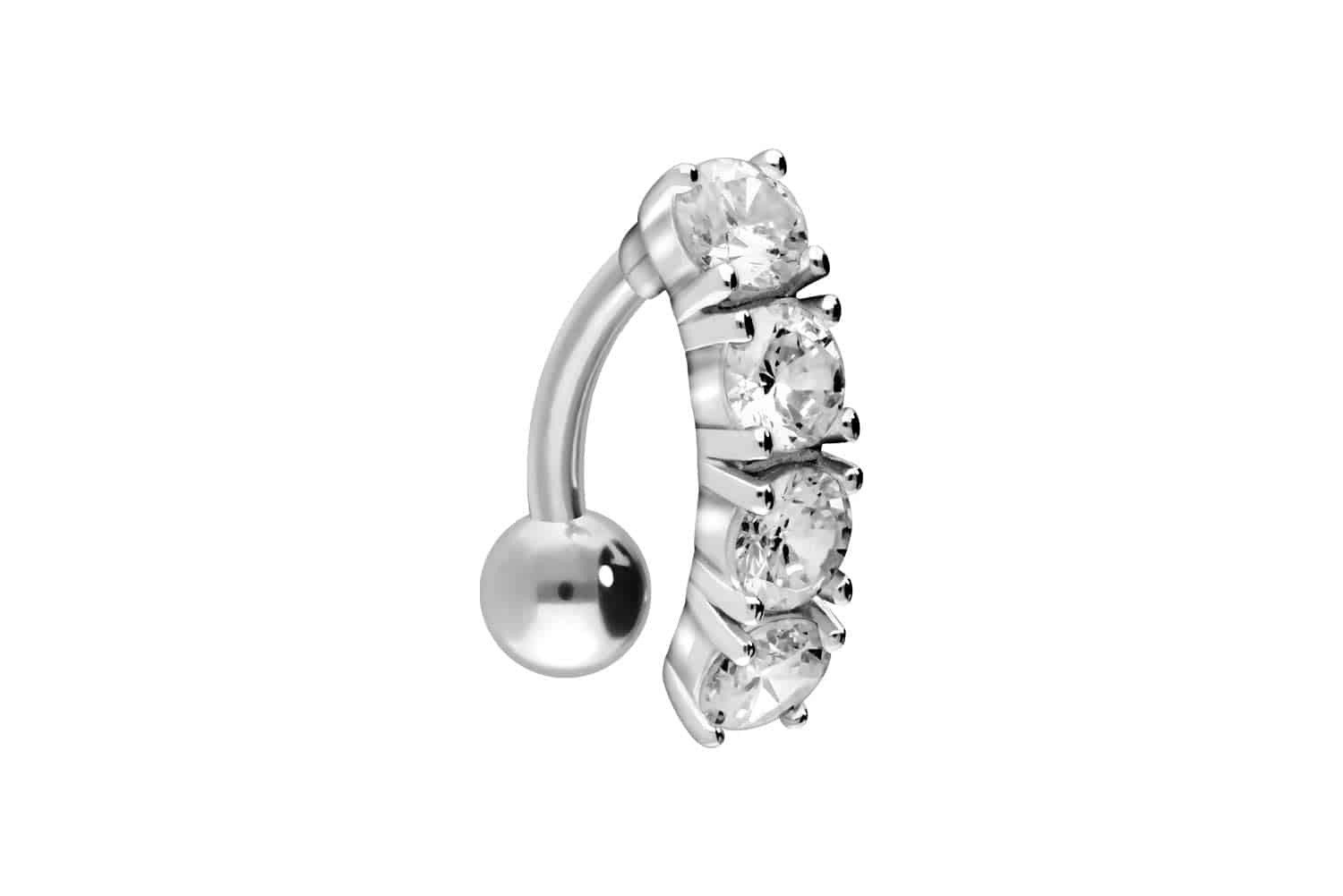 PIERCINGLINE Bauchnabelpiercing Titan Bananabell mit 925er Silber-Design KRISTALLBANNER (Bananabells, 1-tlg)
