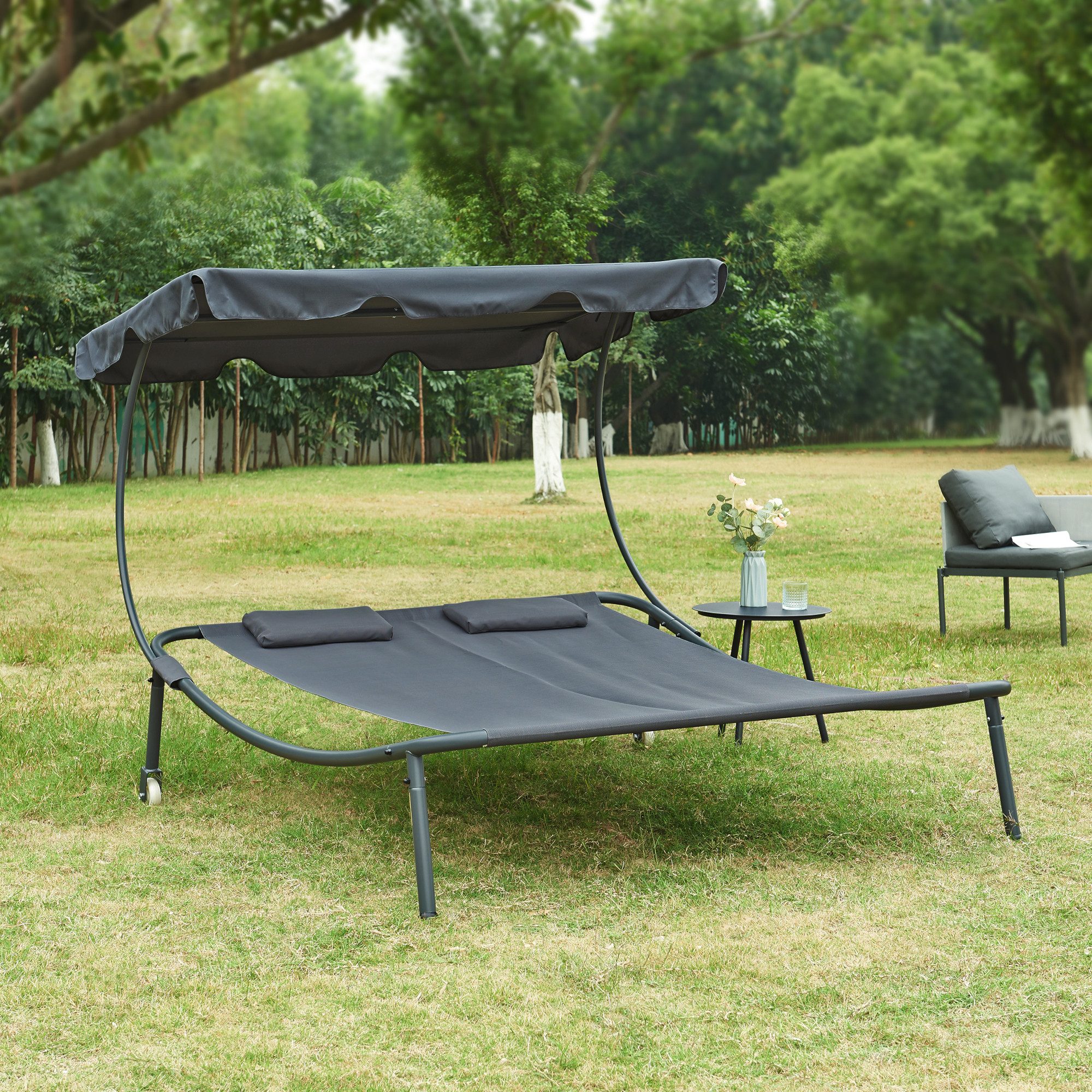 casa.pro Gartenliege, »Avigliano« mit Sonnendach Stahlgestell günstig online kaufen